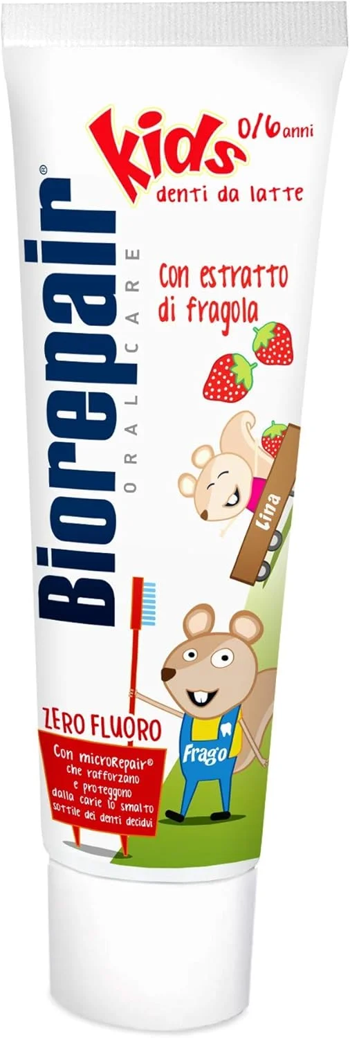 Biorepair ® - خمیر دندان کودک، 0-6 سال، خمیر دندان کودکان بدون فلوراید، طعم میوه، ضد پوسیدگی، لثه های سالم، 3 عدد x 50 میلی لیتر Biorepair ® - خمیر دندان کودک، 0-6 سال، خمیر دندان کودکان بدون فلوراید، طعم میوه، ضد پوسیدگی، لثه های سالم، 3 عدد x 50 میلی لیتر