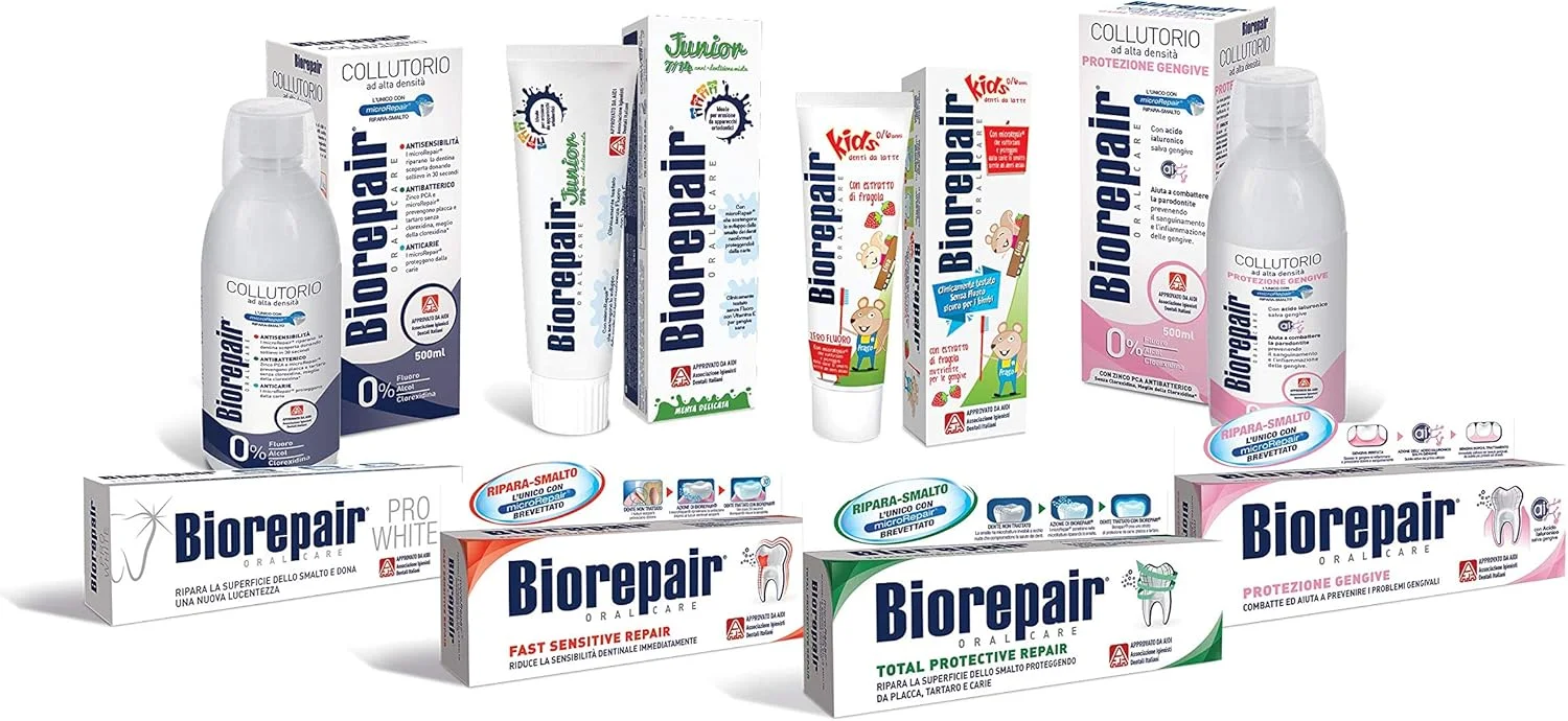 Biorepair ® - خمیر دندان کودک، 0-6 سال، خمیر دندان کودکان بدون فلوراید، طعم میوه، ضد پوسیدگی، لثه های سالم، 3 عدد x 50 میلی لیتر Biorepair ® - خمیر دندان کودک، 0-6 سال، خمیر دندان کودکان بدون فلوراید، طعم میوه، ضد پوسیدگی، لثه های سالم، 3 عدد x 50 میلی لیتر