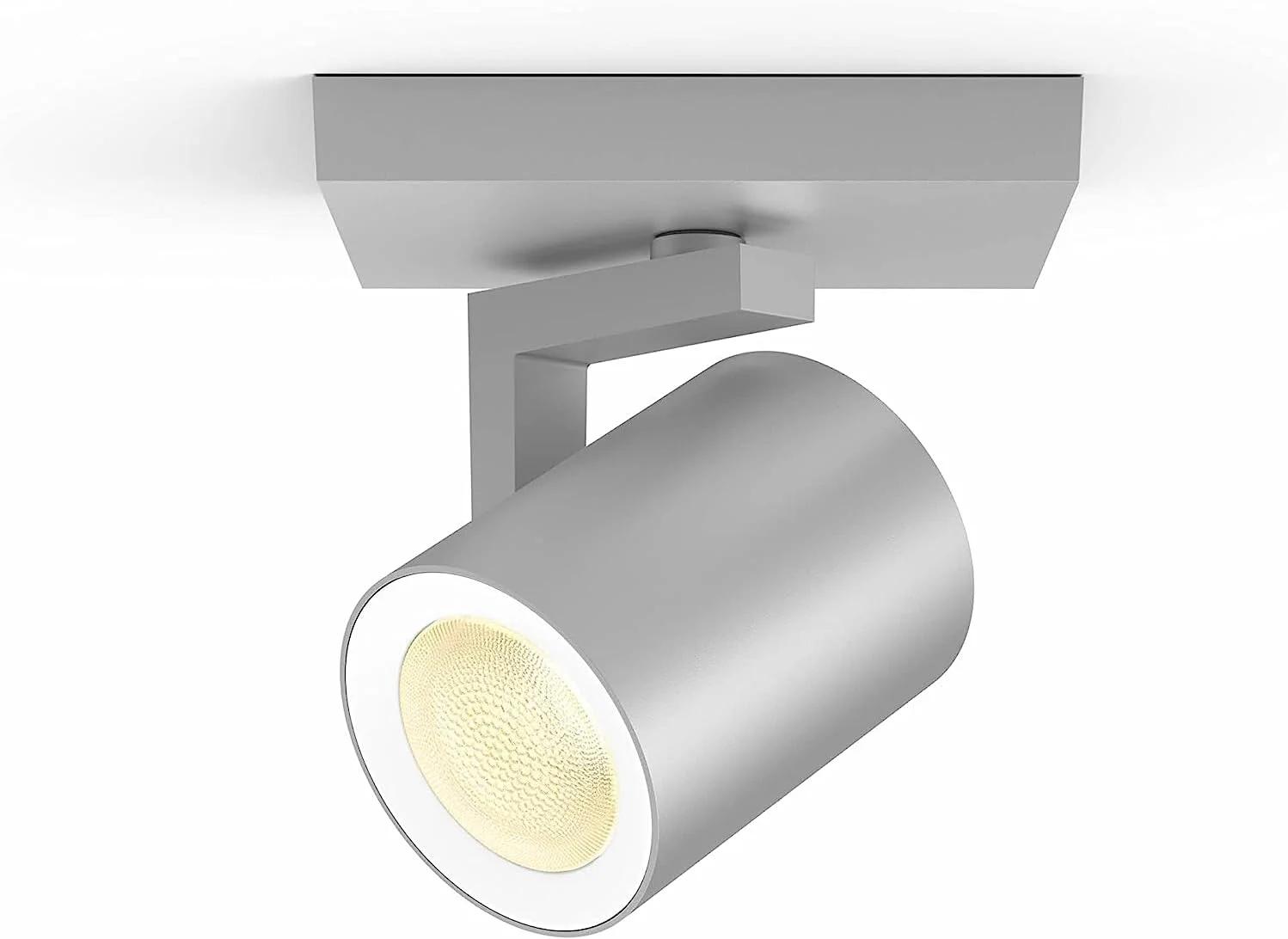 چراغ سقفی تکی هوشمند Philips Hue Argenta White and Colour Ambiance LED (GU10) با بلوتوث، سفید، سازگار با Alexa، Google Assistant و Apple HomeKit، آلومینیوم
