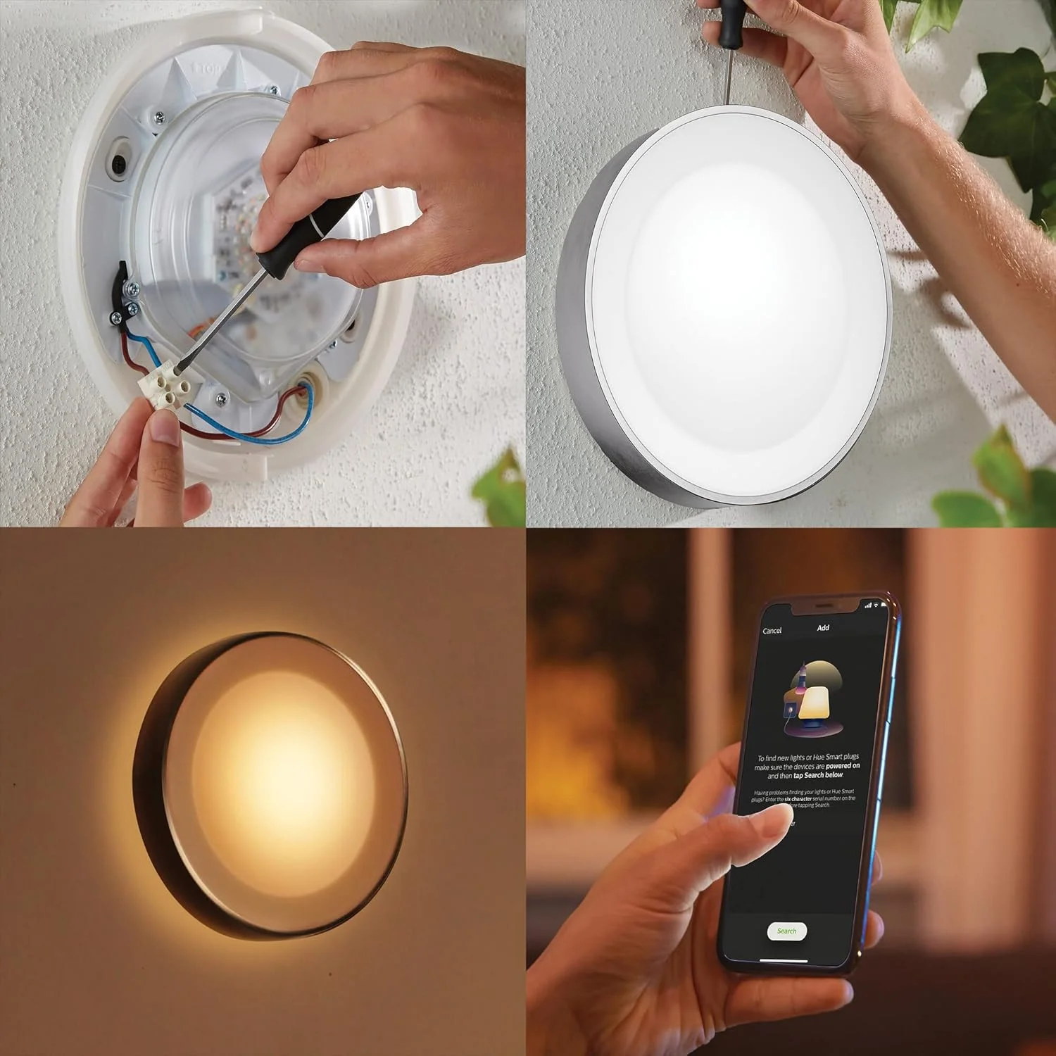 چراغ دیواری هوشمند LED فضای باز Philips Hue Daylo White & Colour Ambiance، برای باغ خانه، پاسیو. [INOX] سازگار با الکسا، دستیار گوگل و Apple Homekit