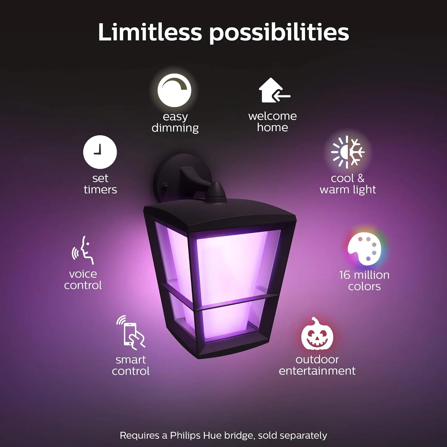 چراغ دیواری هوشمند رنگی فیلیپس Hue Econic برای فضای باز، رو به پایین (نیاز به هاب Hue، سازگار با نور هوشمند با Alexa، Apple Homekit و Google Assistant)، مشکی چراغ دیواری هوشمند رنگی فیلیپس Hue Econic برای فضای باز، رو به پایین (نیاز به هاب Hue، سازگار با نور هوشمند با Alexa، Apple Homekit و Google Assistant)، مشکی