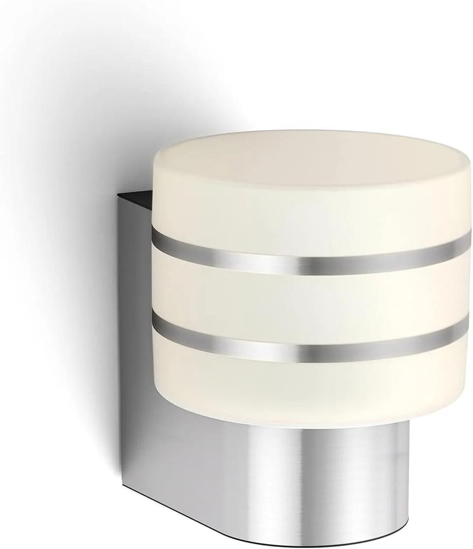 چراغ دیواری فیلیپس Hue White Tuar برای فضای باز، فولاد، 806 لومن، دیمر دار، نور سفید گرم، قابل کنترل از طریق برنامه، سازگار با آمازون الکسا (Echo، Echo Dot)