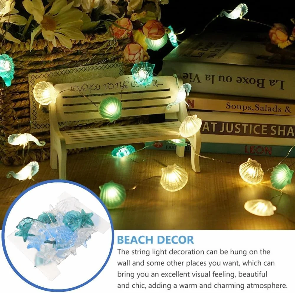 چراغهای ریسهای LED اقیانوسی KASTWAVE، چراغهای تزئینی، 3 متر / 10 فوت 30 LED با باتری، برای تزئینات داخلی و خارجی، مهمانی، عروسی و تعطیلات (صدف دریایی، اسب دریایی، سفید گرم) چراغهای ریسهای LED اقیانوسی KASTWAVE، چراغهای تزئینی، 3 متر / 10 فوت 30 LED با باتری، برای تزئینات داخلی و خارجی، مهمانی، عروسی و تعطیلات (صدف دریایی، اسب دریایی، سفید گرم)