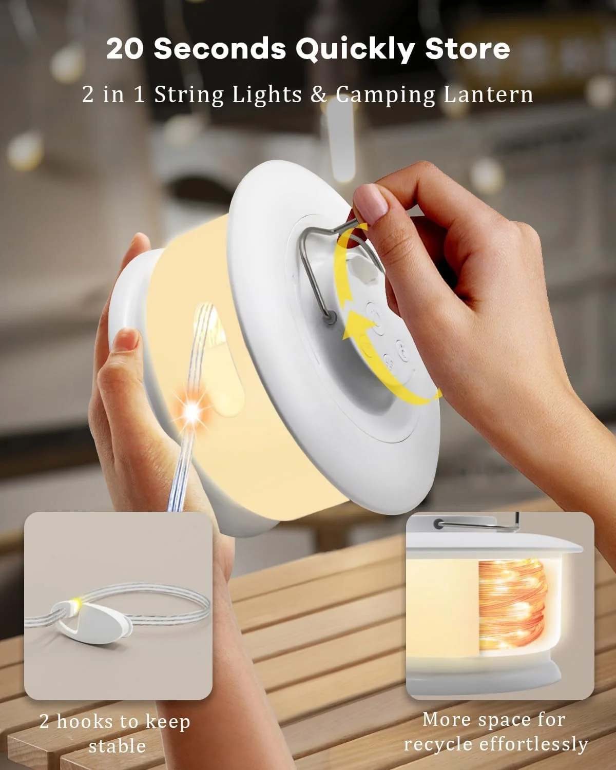 چراغهای ریسهای کمپینگ، 10 متر RGB جمعشونده با 19 حالت نورپردازی، همگامسازی موسیقی، ضد آب، چراغ چادر قابل شارژ برای سایبان، حیاط، پیادهروی و مسافرت (هدیه تعطیلات) چراغهای ریسهای کمپینگ، 10 متر RGB جمعشونده با 19 حالت نورپردازی، همگامسازی موسیقی، ضد آب، چراغ چادر قابل شارژ برای سایبان، حیاط، پیادهروی و مسافرت (هدیه تعطیلات)