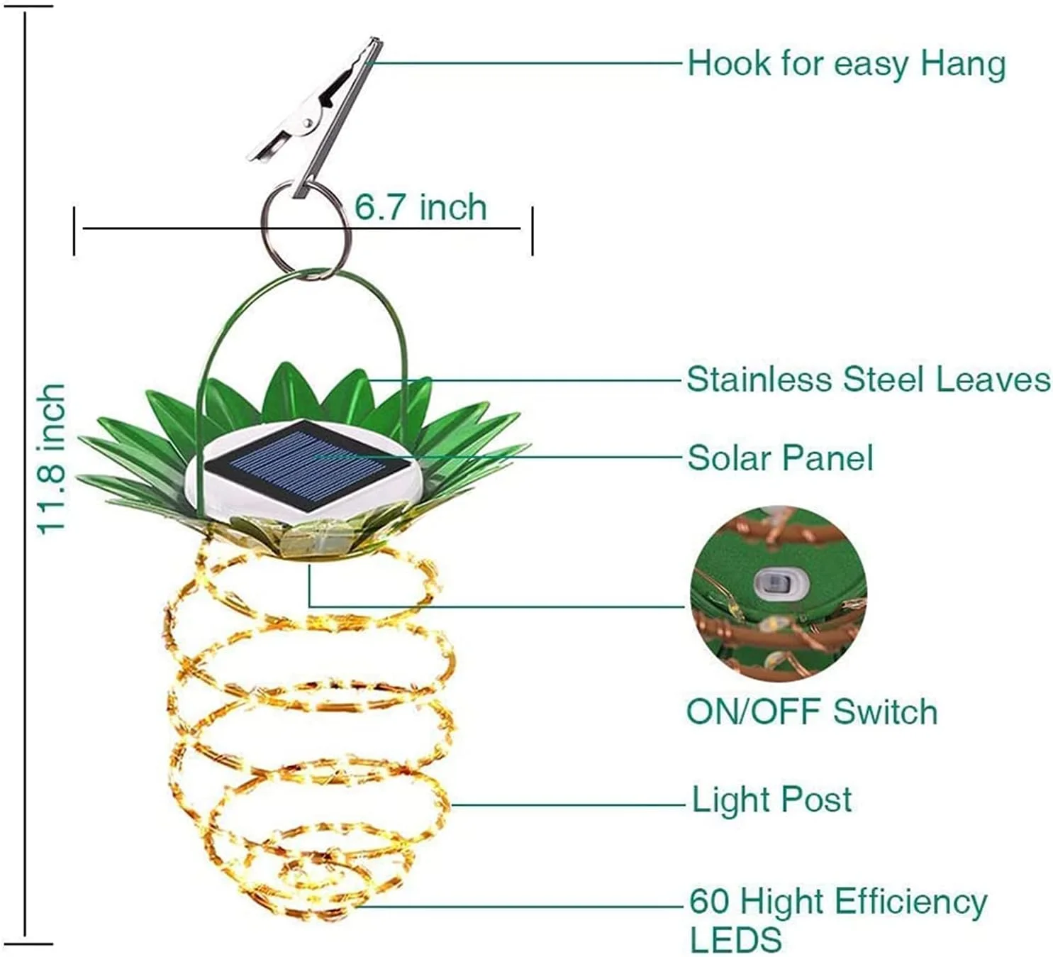 چراغ آویز خورشیدی فضای باز KASTWAVE - 60 LED ضد آب، فانوس های تزئینی برای باغ، پاسیو، چمن و بالکن - بسته 2 عددی چراغ آویز خورشیدی فضای باز KASTWAVE - 60 LED ضد آب، فانوس های تزئینی برای باغ، پاسیو، چمن و بالکن - بسته 2 عددی