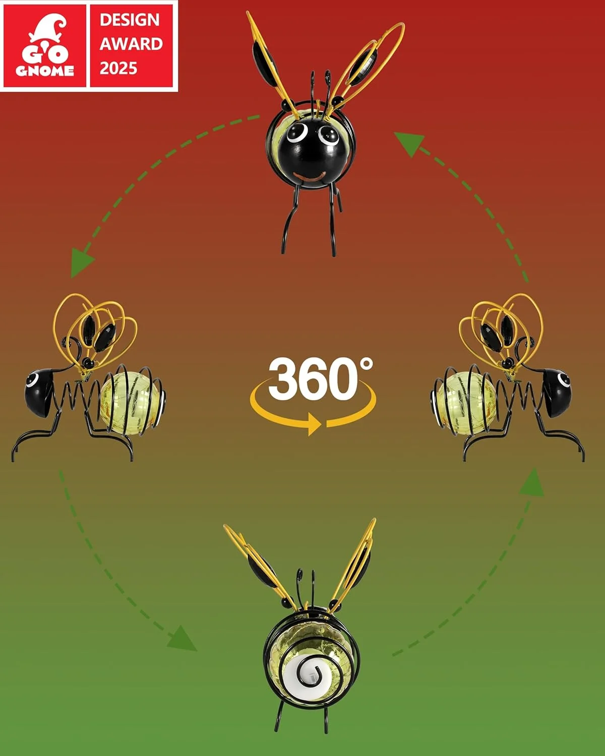نمایشگر بیرونی نورانی - زنبور فلزی درخشان با مجسمه فنری، چراغ های تزئینی مقاوم در برابر آب و هوا با فنرهای پرشی برای باغ و پاسیو (زرد) نمایشگر بیرونی نورانی - زنبور فلزی درخشان با مجسمه فنری، چراغ های تزئینی مقاوم در برابر آب و هوا با فنرهای پرشی برای باغ و پاسیو (زرد)