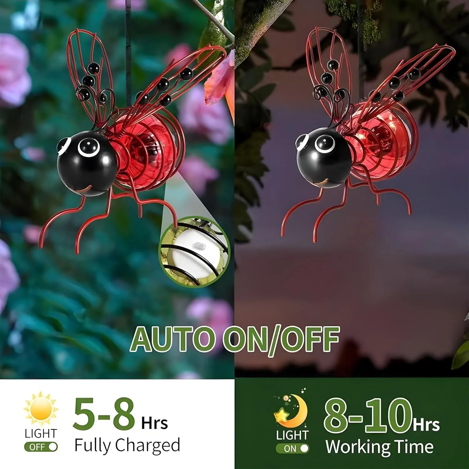 نمایشگر بیرونی نورانی - زنبور فلزی درخشان با مجسمه فنری، چراغ های تزئینی مقاوم در برابر آب و هوا با فنرهای پرشی برای باغ و پاسیو (زرد) نمایشگر بیرونی نورانی - زنبور فلزی درخشان با مجسمه فنری، چراغ های تزئینی مقاوم در برابر آب و هوا با فنرهای پرشی برای باغ و پاسیو (زرد)