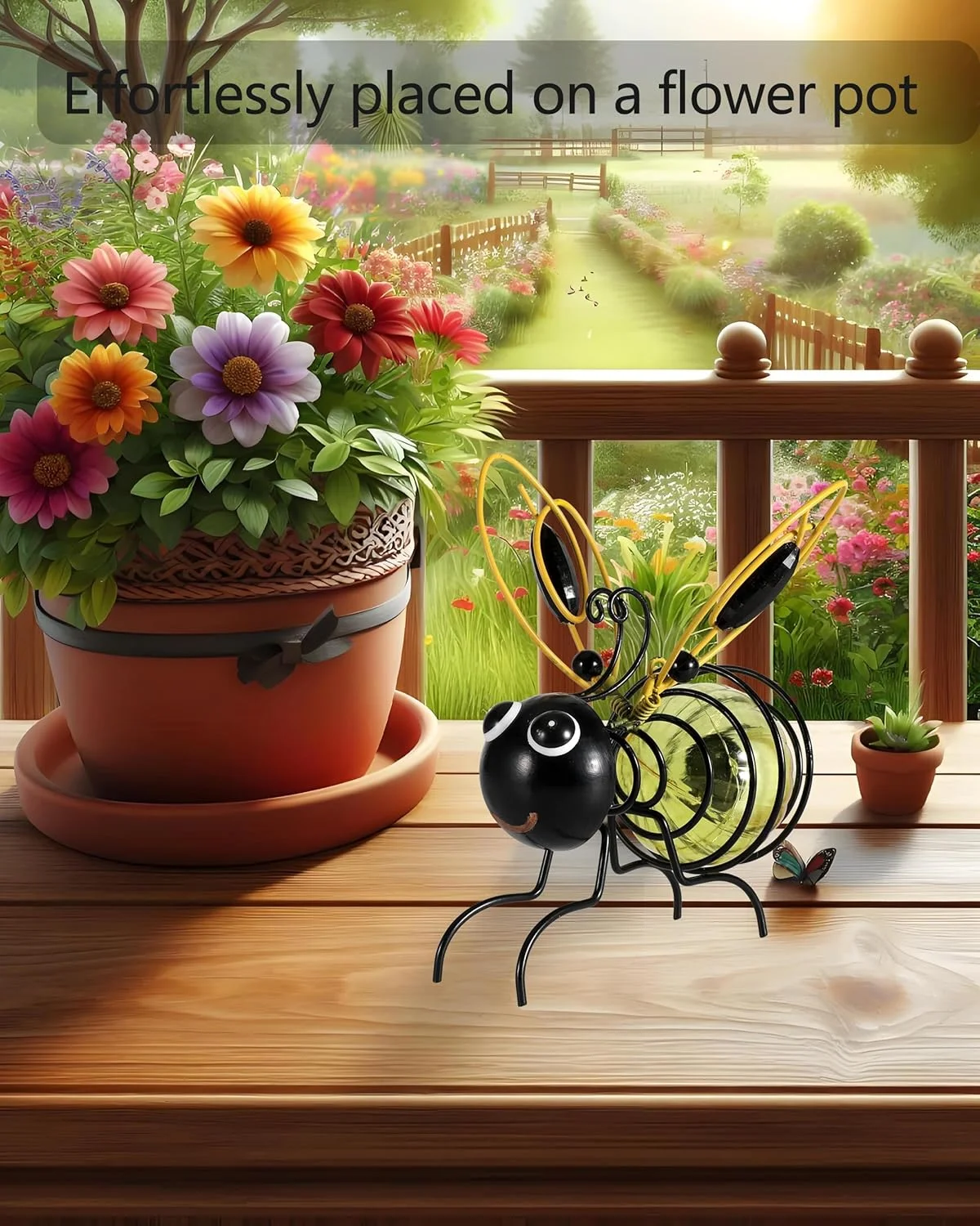 نمایشگر بیرونی نورانی - زنبور فلزی درخشان با مجسمه فنری، چراغ های تزئینی مقاوم در برابر آب و هوا با فنرهای پرشی برای باغ و پاسیو (زرد) نمایشگر بیرونی نورانی - زنبور فلزی درخشان با مجسمه فنری، چراغ های تزئینی مقاوم در برابر آب و هوا با فنرهای پرشی برای باغ و پاسیو (زرد)