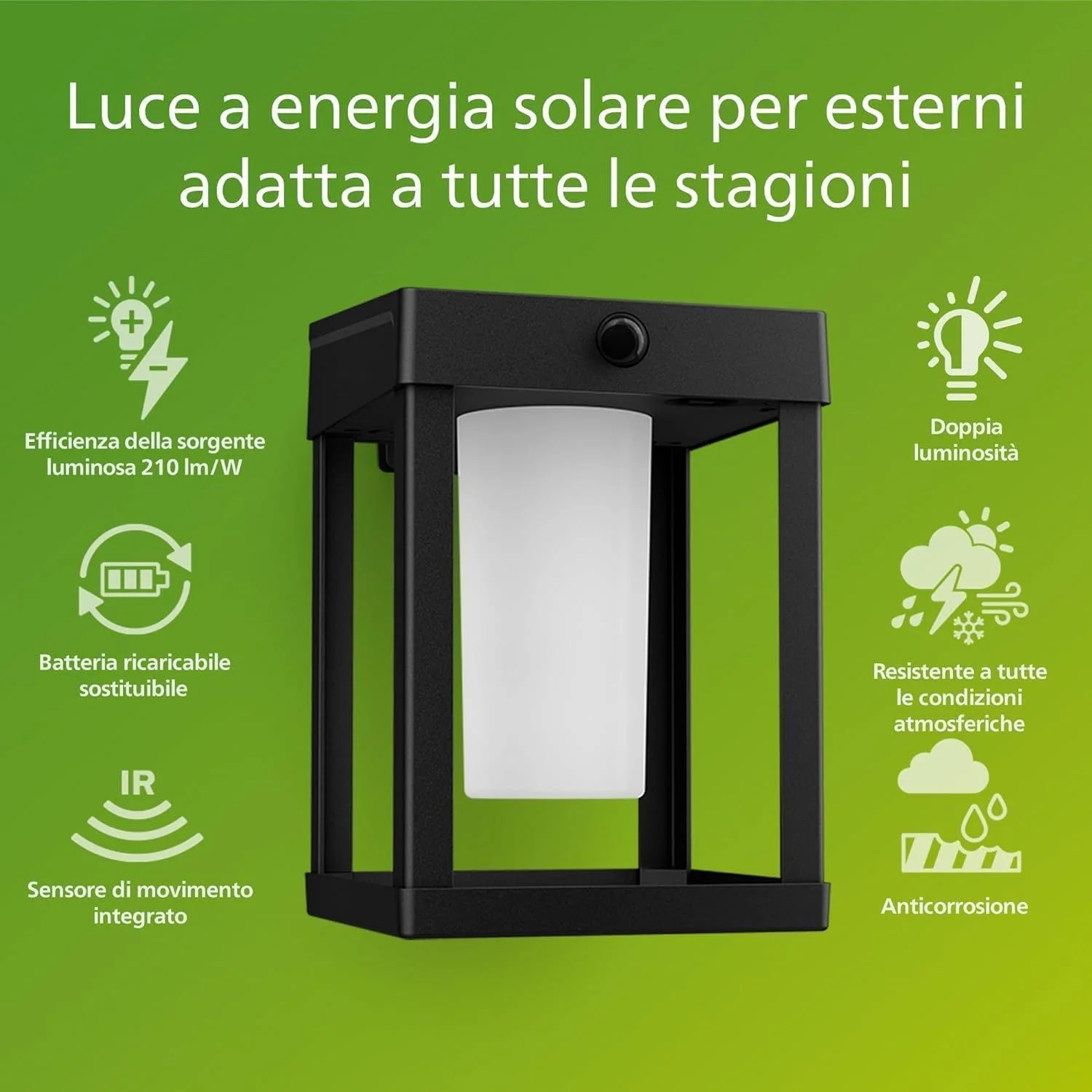 چراغ دیواری خورشیدی فوق العاده کارآمد Camill Philips Lighting، مربعی، 1.4 وات، 3000K، مشکی، شفاف، دارای سنسور حرکتی، ضد آب و هوا IP44 چراغ دیواری خورشیدی فوق العاده کارآمد Camill Philips Lighting، مربعی، 1.4 وات، 3000K، مشکی، شفاف، دارای سنسور حرکتی، ضد آب و هوا IP44