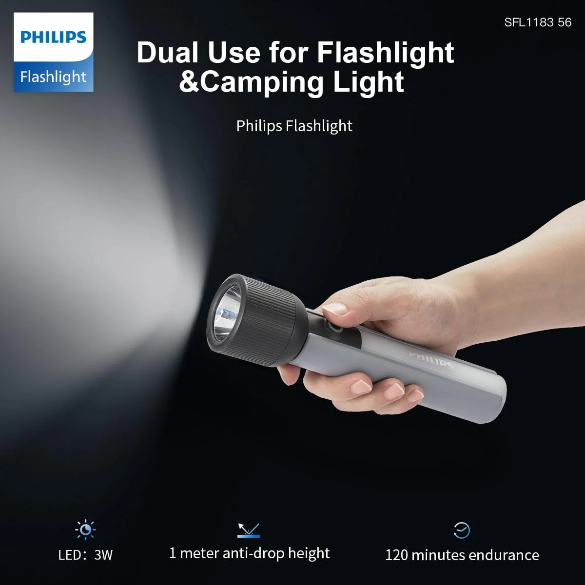چراغ قوه قابل حمل فیلیپس با چراغ کمپینگ، چراغ قوه LED قابل شارژ 400 لومن، 6 حالت روشنایی، پوشش 150 متری، چراغ قوه دستی ضد افتادن برای داخل خانه، فضای باز، کمپینگ، پیاده روی، چراغ اضطراری چراغ قوه قابل حمل فیلیپس با چراغ کمپینگ، چراغ قوه LED قابل شارژ 400 لومن، 6 حالت روشنایی، پوشش 150 متری، چراغ قوه دستی ضد افتادن برای داخل خانه، فضای باز، کمپینگ، پیاده روی، چراغ اضطراری
