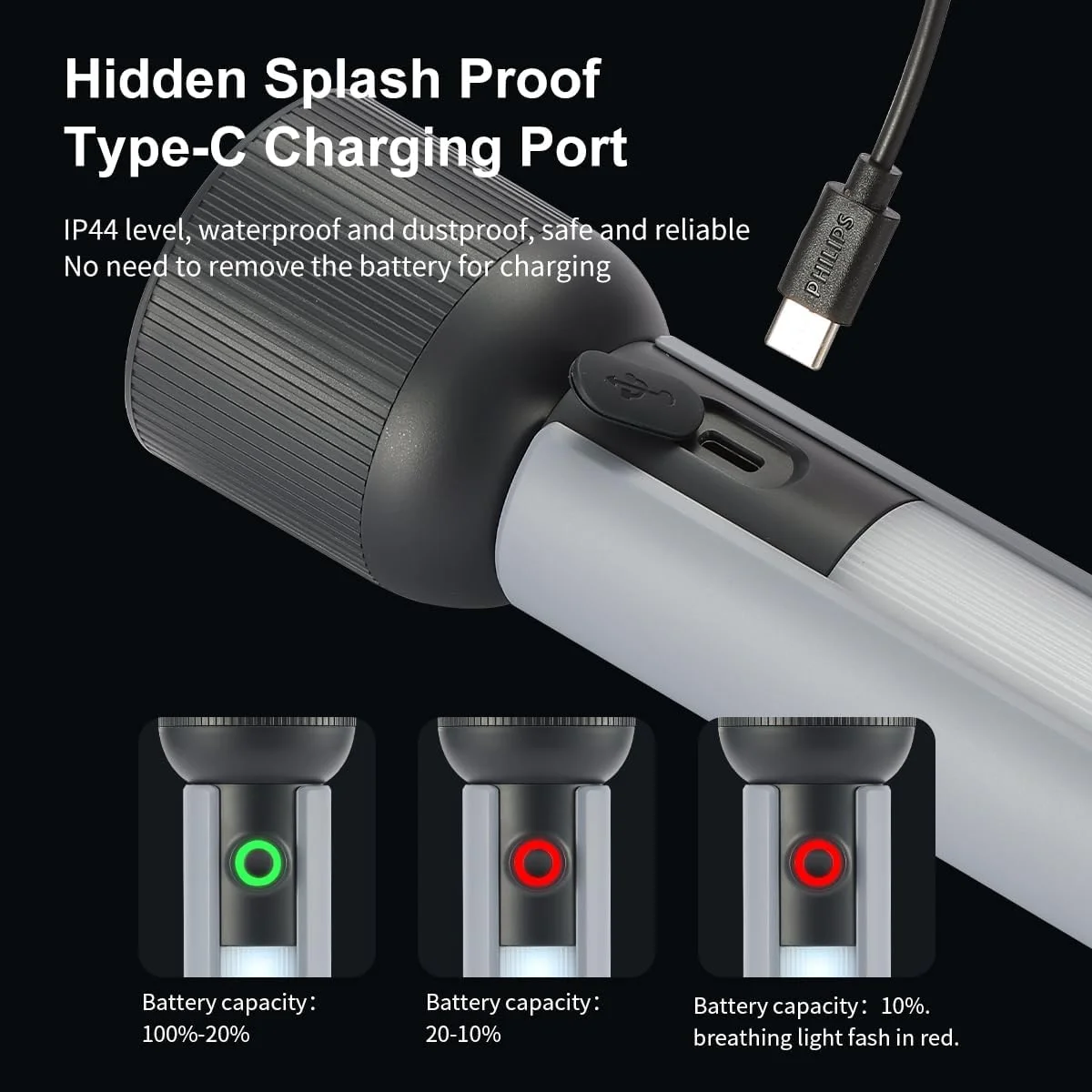 چراغ قوه قابل حمل فیلیپس با چراغ کمپینگ، چراغ قوه LED قابل شارژ 400 لومن، 6 حالت روشنایی، پوشش 150 متری، چراغ قوه دستی ضد افتادن برای داخل خانه، فضای باز، کمپینگ، پیاده روی، چراغ اضطراری چراغ قوه قابل حمل فیلیپس با چراغ کمپینگ، چراغ قوه LED قابل شارژ 400 لومن، 6 حالت روشنایی، پوشش 150 متری، چراغ قوه دستی ضد افتادن برای داخل خانه، فضای باز، کمپینگ، پیاده روی، چراغ اضطراری