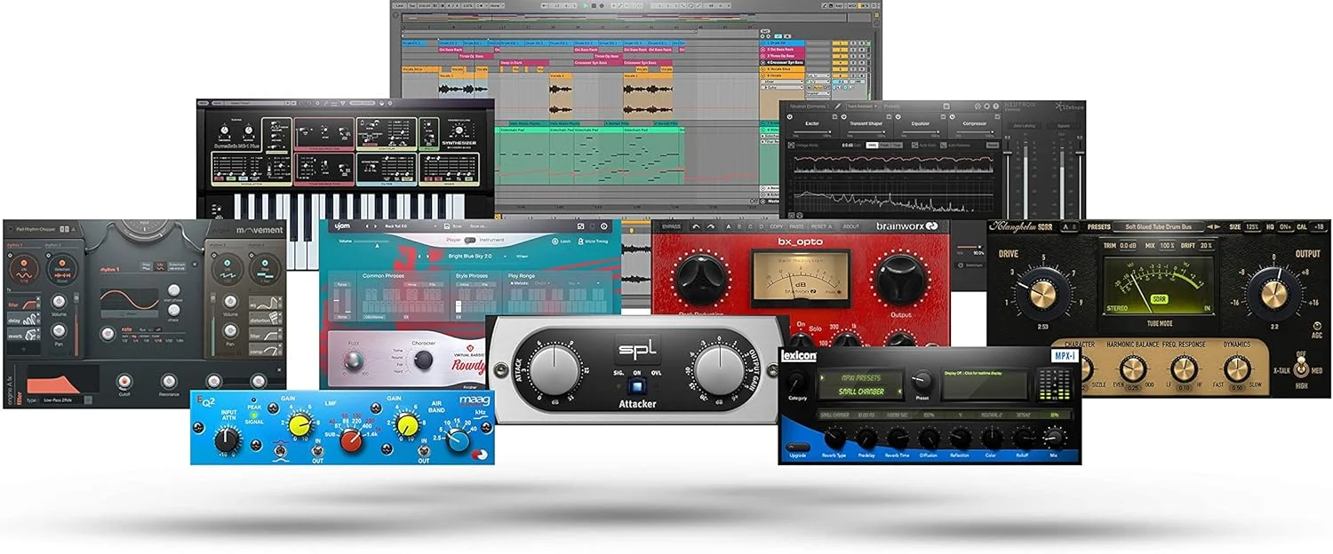 کارت صدای موبایل USB Presonus AudioBox GO 2x2 به همراه بسته نرم افزاری خلاقانه، باندل استودیو، یک جفت مانیتور استودیویی Eris E3.5 و بازوی بوم تعلیق قابل تنظیم + هدفون HD7