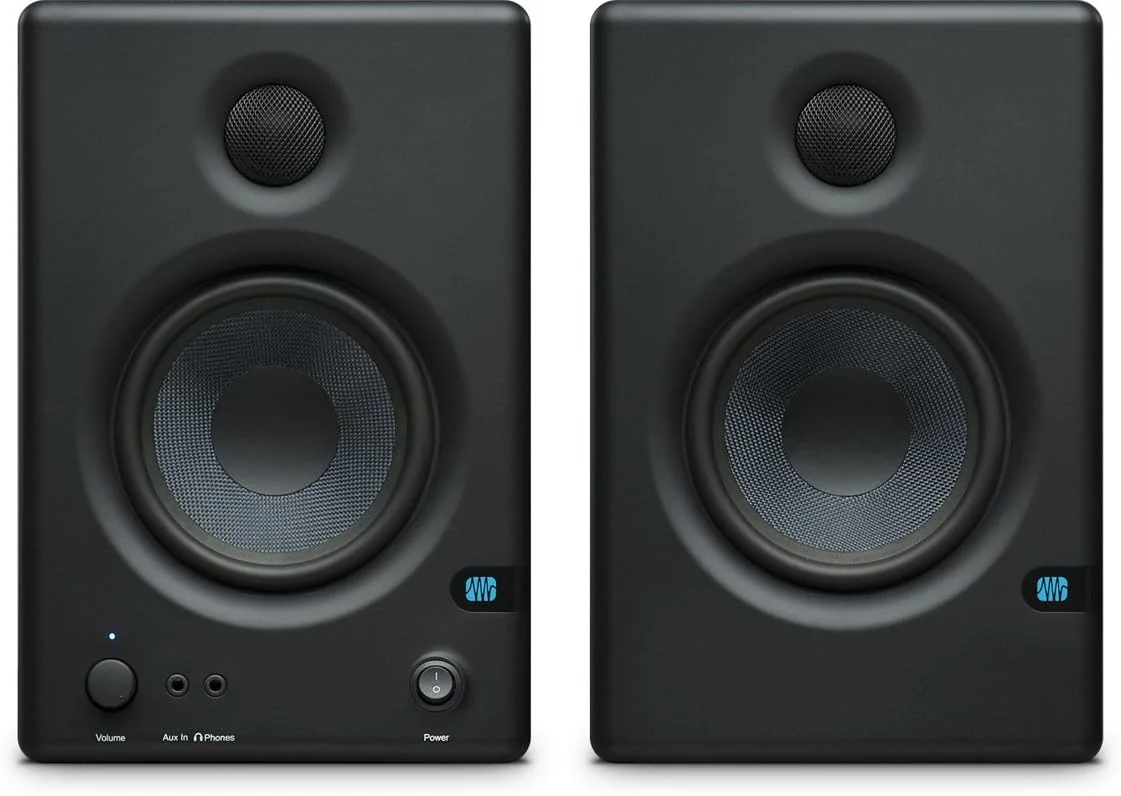 مانیتورهای استودیویی نزدیک میدان PreSonus Eris E.45 HD 2-Way 4.5 اینچی، پاسخ فرکانسی 70 هرتز تا 20 کیلوهرتز، امپدانس ورودی 10 کیلو اهم، 2x TRS بالانس 1/4 اینچی، 2x RCA غیر بالانس، جفت مانیتورهای استودیویی نزدیک میدان PreSonus Eris E.45 HD 2-Way 4.5 اینچی، پاسخ فرکانسی 70 هرتز تا 20 کیلوهرتز، امپدانس ورودی 10 کیلو اهم، 2x TRS بالانس 1/4 اینچی، 2x RCA غیر بالانس، جفت