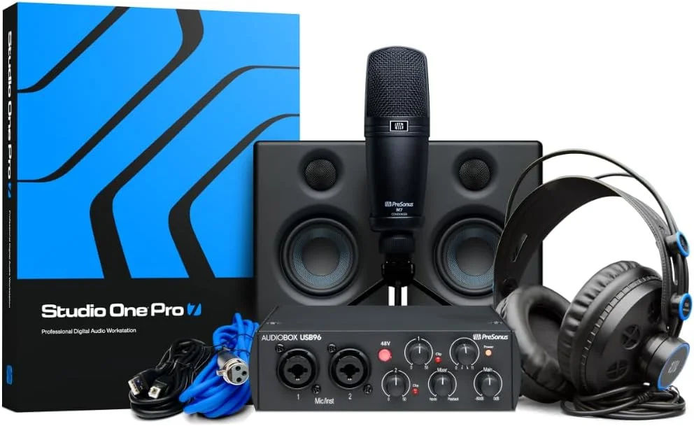 پکیج کامل استودیویی ضبط صدا PreSonus AudioBox 96 نسخه 25 سالگرد با نرم افزار Studio One Artist DAW پکیج کامل استودیویی ضبط صدا PreSonus AudioBox 96 نسخه 25 سالگرد با نرم افزار Studio One Artist DAW