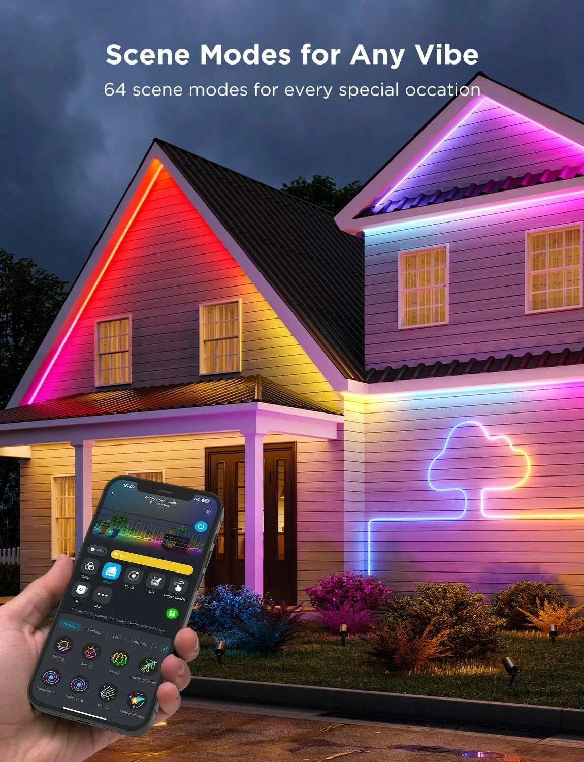 چراغهای نئون طنابی بیرونی Govee، 20 متر RGBIC ضد آب IP67، تزئینات کریسمس با 64 حالت صحنه، همگامسازی موسیقی، چراغهای LED انعطافپذیر بیرونی، چراغهای کریسمس سازگار با الکسا و دستیار گوگل چراغهای نئون طنابی بیرونی Govee، 20 متر RGBIC ضد آب IP67، تزئینات کریسمس با 64 حالت صحنه، همگامسازی موسیقی، چراغهای LED انعطافپذیر بیرونی، چراغهای کریسمس سازگار با الکسا و دستیار گوگل