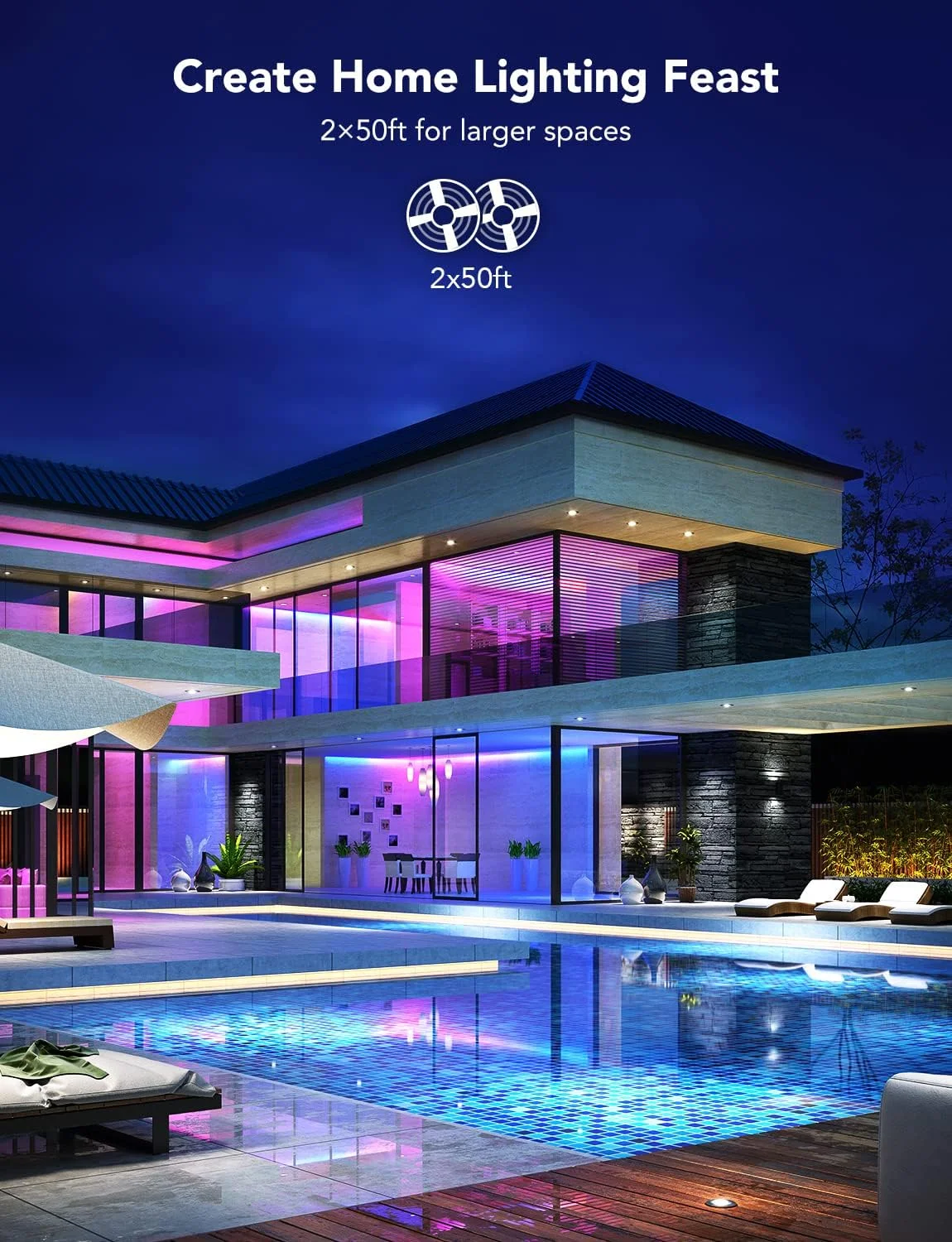 چراغ نواری ال ای دی RGBIC Govee به طول 30 متر، چراغ های ال ای دی هوشمند برای اتاق خواب، چراغ های نواری ال ای دی بلوتوثی با کنترل از طریق اپلیکیشن، قابلیت DIY با چندین رنگ در یک خط، چراغ های ال ای دی تغییر رنگ دهنده برای دکور اتاق خواب، 2 رول 15 متری چراغ نواری ال ای دی RGBIC Govee به طول 30 متر، چراغ های ال ای دی هوشمند برای اتاق خواب، چراغ های نواری ال ای دی بلوتوثی با کنترل از طریق اپلیکیشن، قابلیت DIY با چندین رنگ در یک خط، چراغ های ال ای دی تغییر رنگ دهنده برای دکور اتاق خواب، 2 رول 15 متری