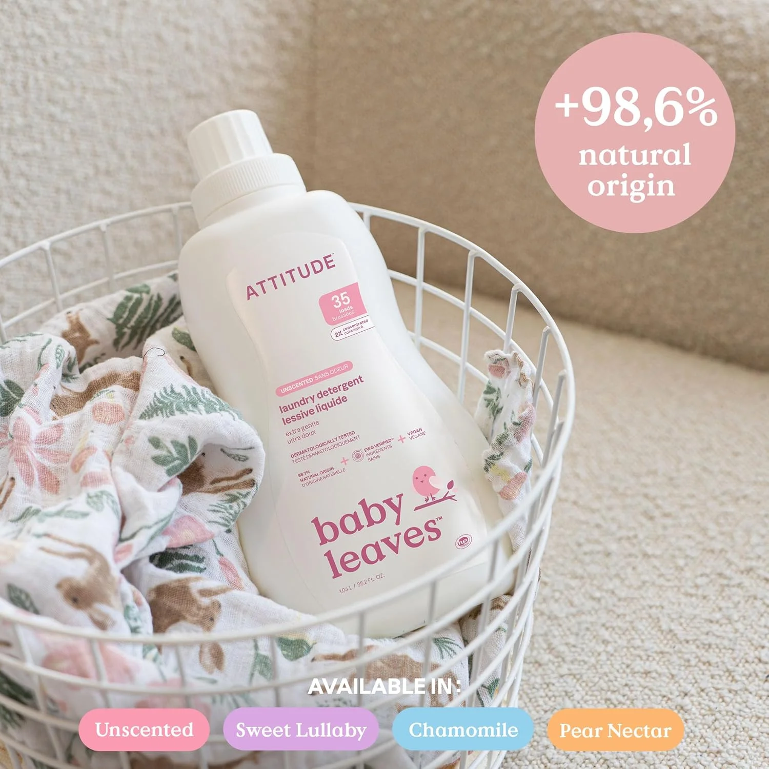 مایع لباسشویی کودک Attitude - طبیعی - 35 بار شستشو - 1.05 لیتر - فوق العاده ملایم - بابونه تسکین دهنده مایع لباسشویی کودک Attitude - طبیعی - 35 بار شستشو - 1.05 لیتر - فوق العاده ملایم - بابونه تسکین دهنده