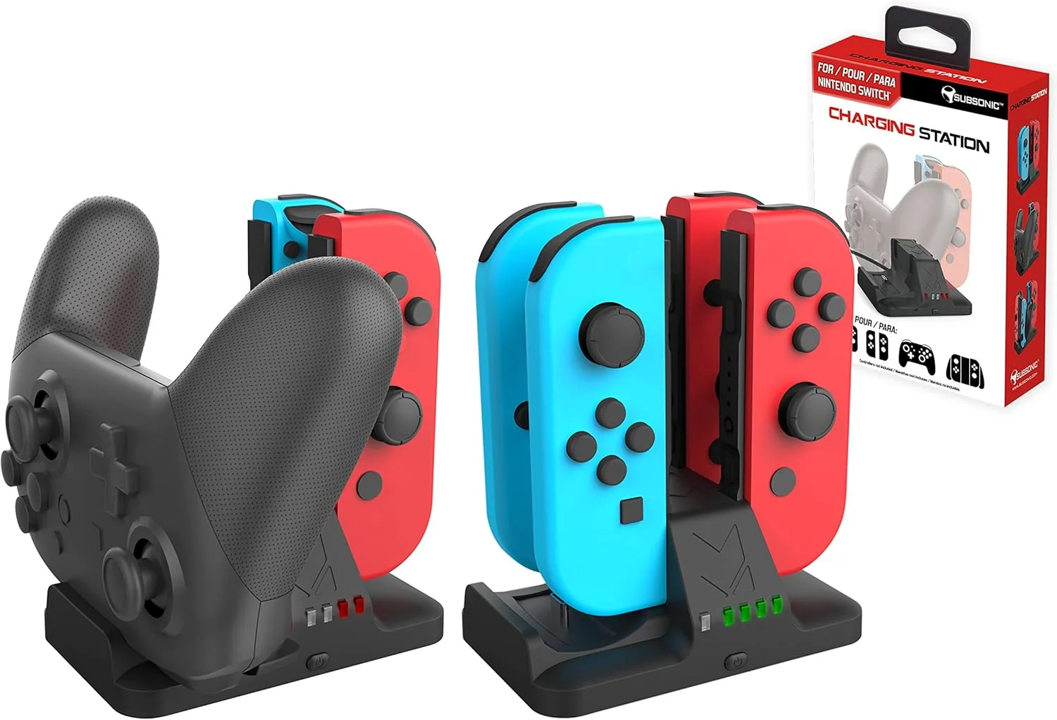 استند شارژ ساب سونیک برای 4 عدد جوی-کان و یک عدد کنترلر پرو سوییچ؛ اتصال USB؛ طراحی جمع و جور با پدهای ضد لغزش؛ جنس TPU؛ شامل 1 کابل USB