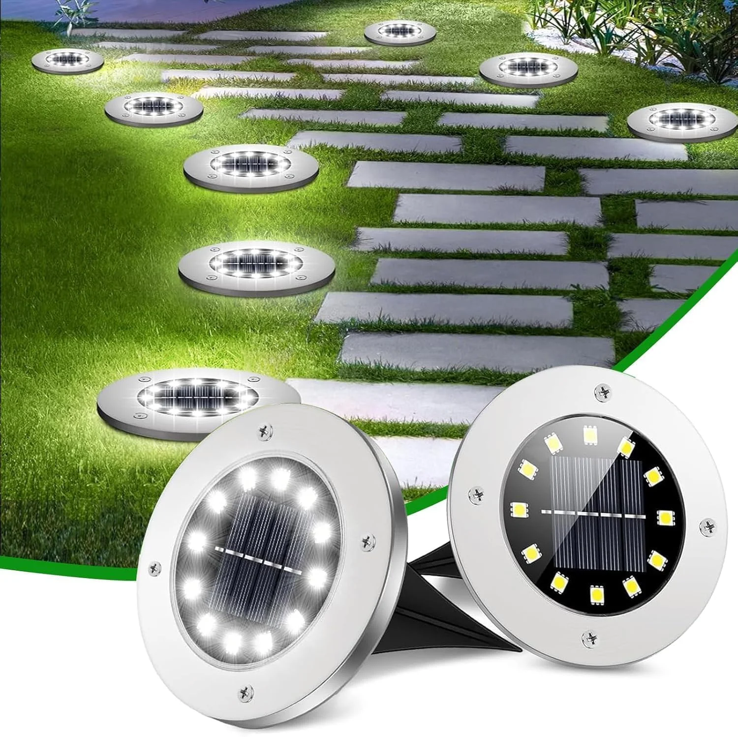 چراغ خورشیدی فضای باز AMERTEER، چراغ های خورشیدی زمینی 16 LED، بسته 1 عددی IP65 ضد آب بادوام، نصب آسان بی سیم برای باغ، پیاده رو، مسیر ماشین رو، نورپردازی محوطه حیاط