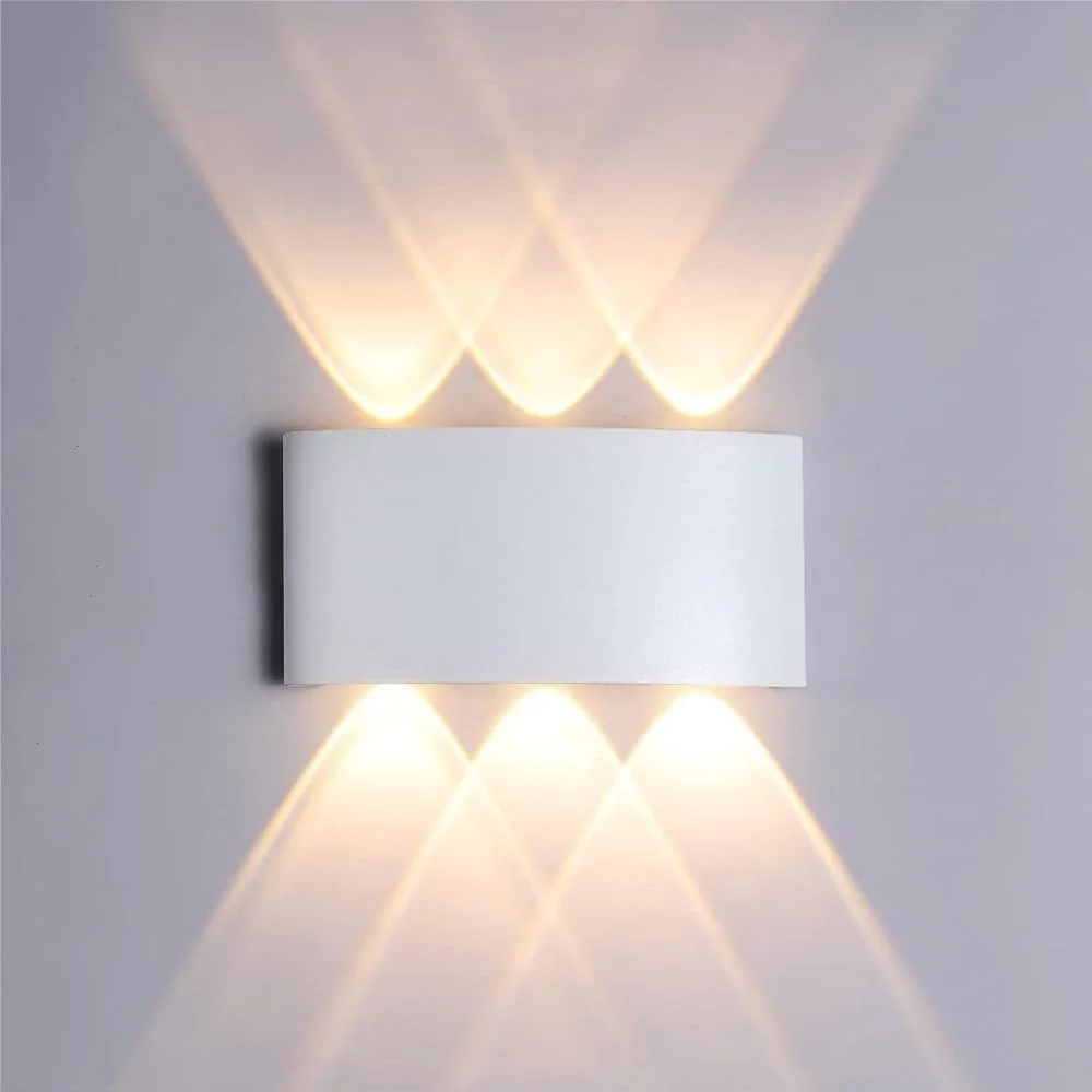 چراغ دیواری LED مدرن و شیک فضای باز AMERTEER | روشنایی آلومینیومی 12 وات برای عرشه، باغ، بالکن، ایوان، ضد آب 6500K سفید گرم | چراغ دیواری بیرونی شیک برای فضاهای معاصر
