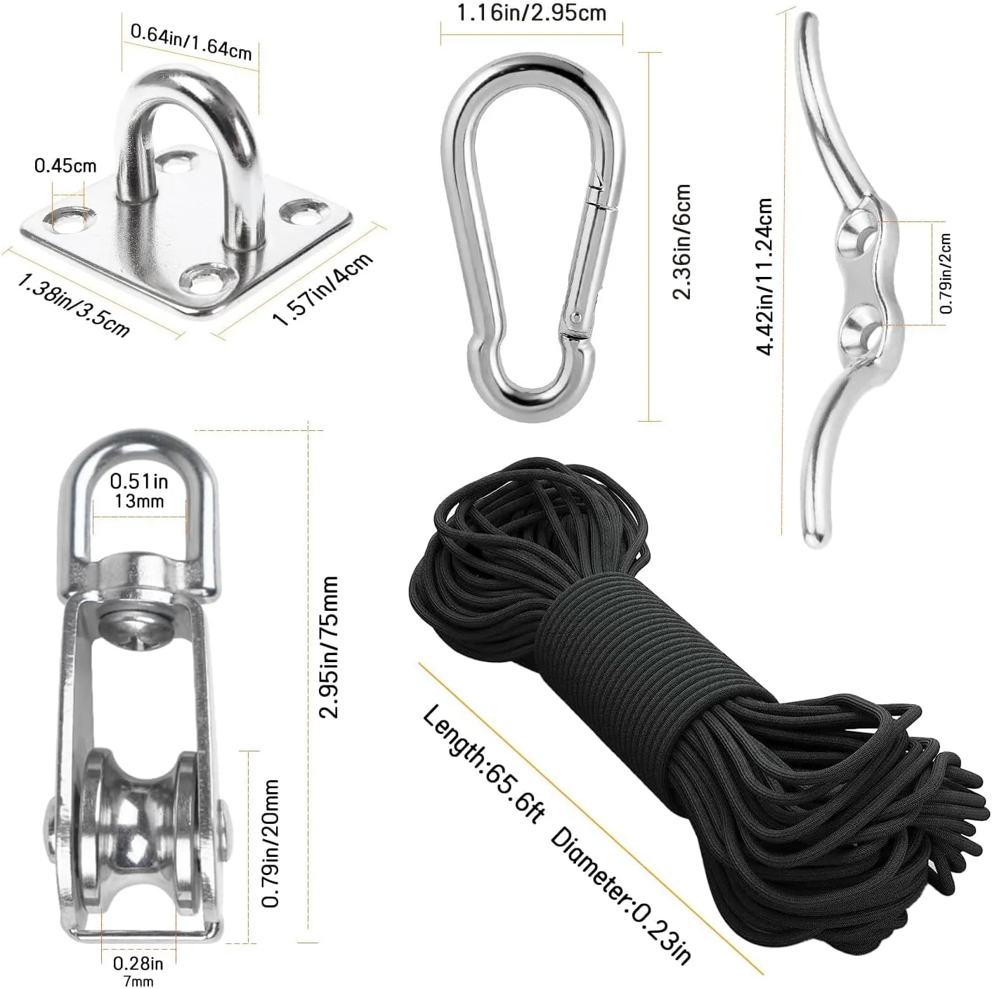 کیت سیستم قرقره استیل تزویق - قرقره چرخ دار سنگین، مجموعه قرقره با طناب نایلونی، قلاب، صفحه چشمی و گیره طناب - ایده آل برای بلند کردن، پروژه های DIY و بند رخت کیت سیستم قرقره استیل تزویق - قرقره چرخ دار سنگین، مجموعه قرقره با طناب نایلونی، قلاب، صفحه چشمی و گیره طناب - ایده آل برای بلند کردن، پروژه های DIY و بند رخت