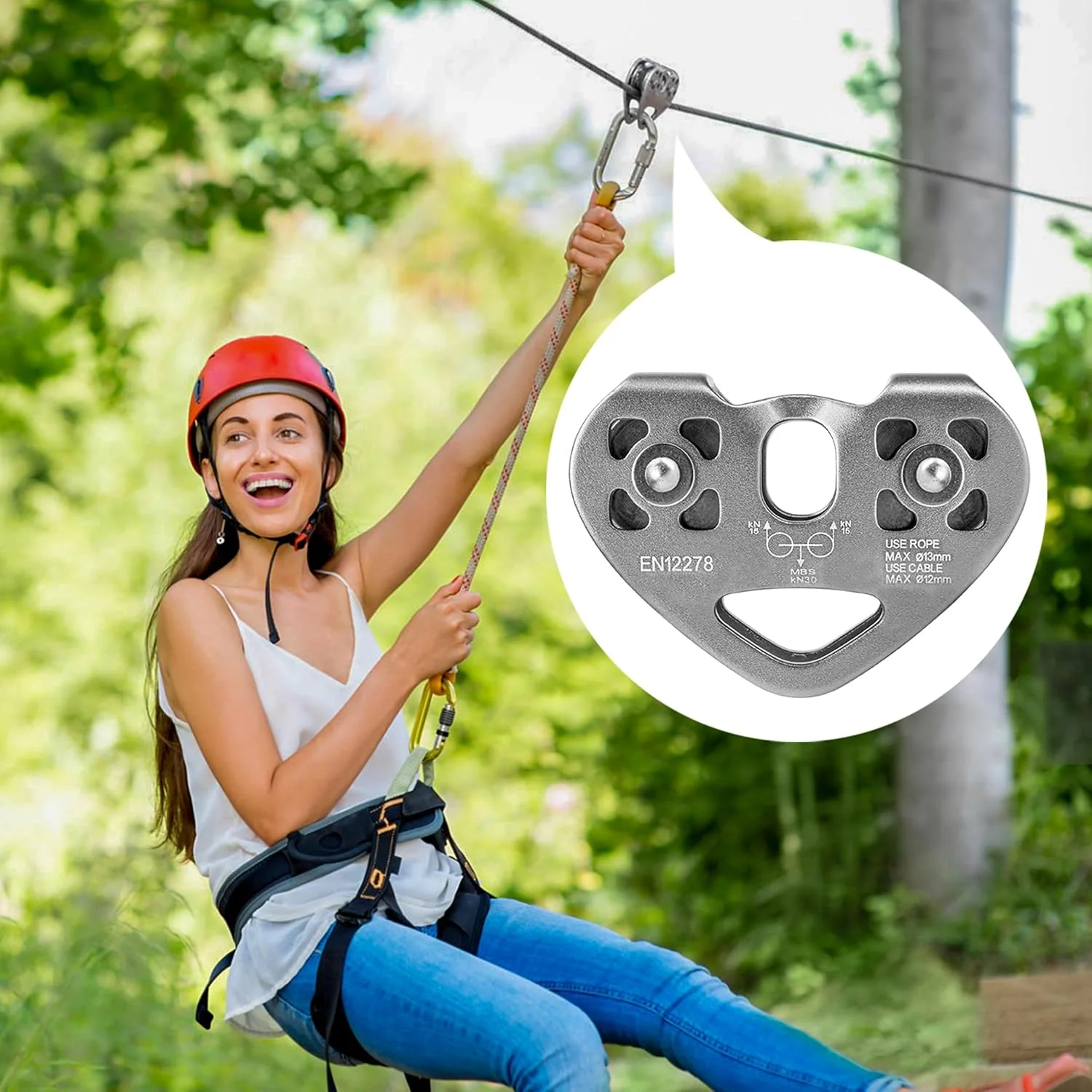 قرقره صعود تزویق، قرقره نجات آلیاژ آلومینیوم 30kN، تجهیزات زیپ لاین فضای باز، سنگین برای نجات، صعود، حمل و نقل، زیپ لاین حیاط خلوت، کوهنوردی (مشکی) قرقره صعود تزویق، قرقره نجات آلیاژ آلومینیوم 30kN، تجهیزات زیپ لاین فضای باز، سنگین برای نجات، صعود، حمل و نقل، زیپ لاین حیاط خلوت، کوهنوردی (مشکی)