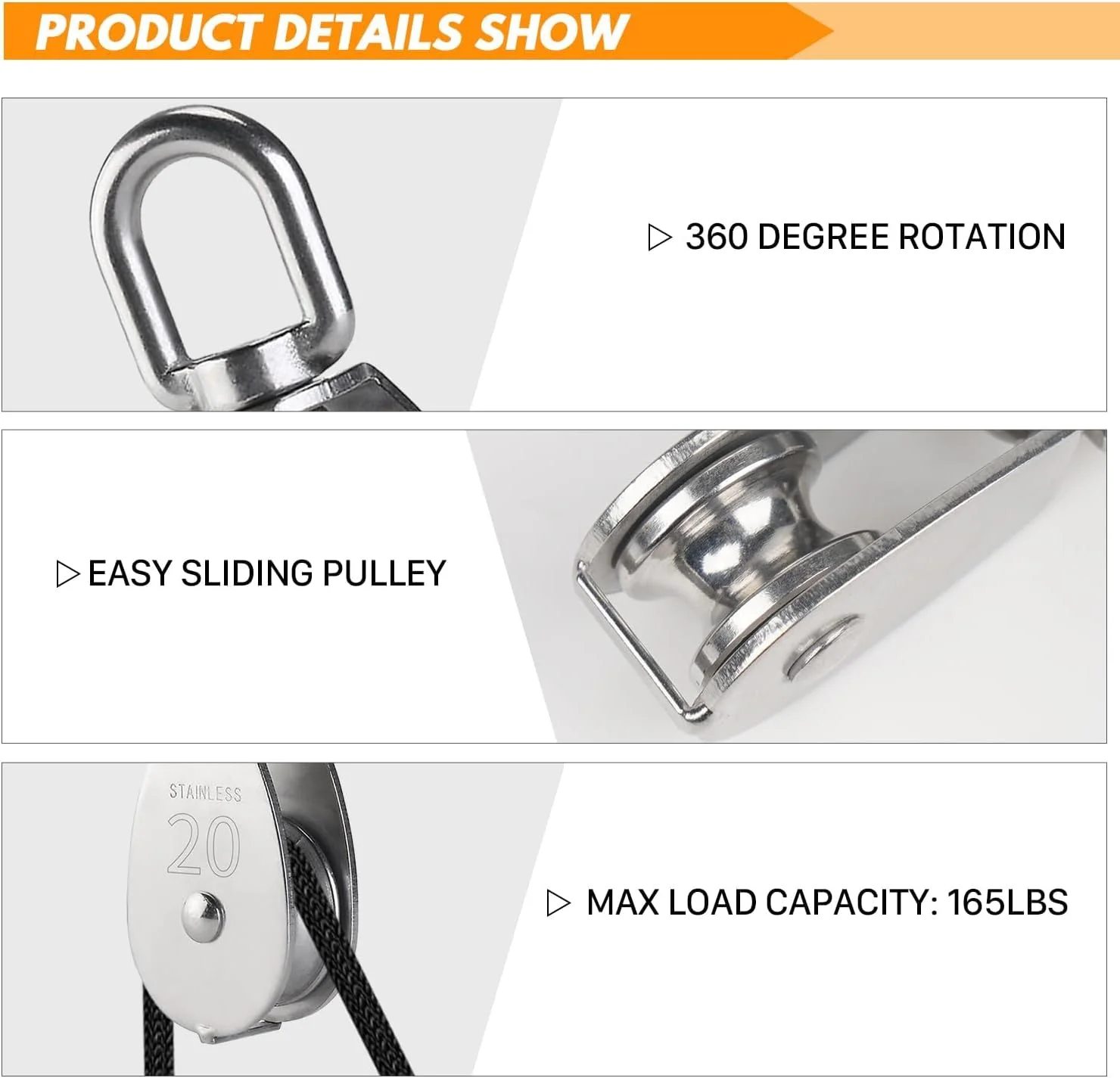 کیت سیستم قرقره استیل تزویق - قرقره چرخ دار سنگین، مجموعه قرقره با طناب نایلونی، قلاب، صفحه چشمی و گیره طناب - ایده آل برای بلند کردن، پروژه های DIY و بند رخت کیت سیستم قرقره استیل تزویق - قرقره چرخ دار سنگین، مجموعه قرقره با طناب نایلونی، قلاب، صفحه چشمی و گیره طناب - ایده آل برای بلند کردن، پروژه های DIY و بند رخت