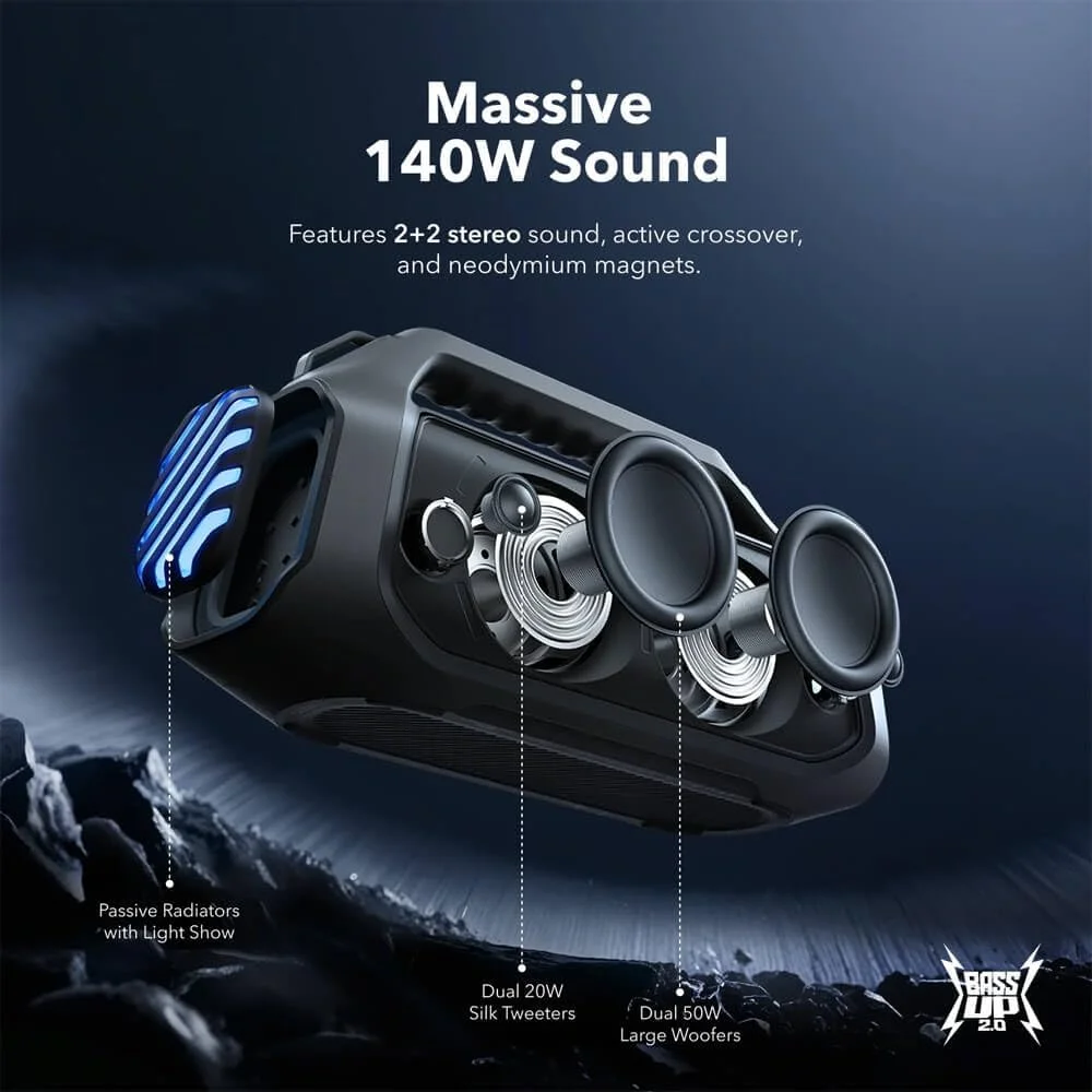 اسپیکر بلوتوثی Soundcore Boom 2 Plus از Anker، مشکی