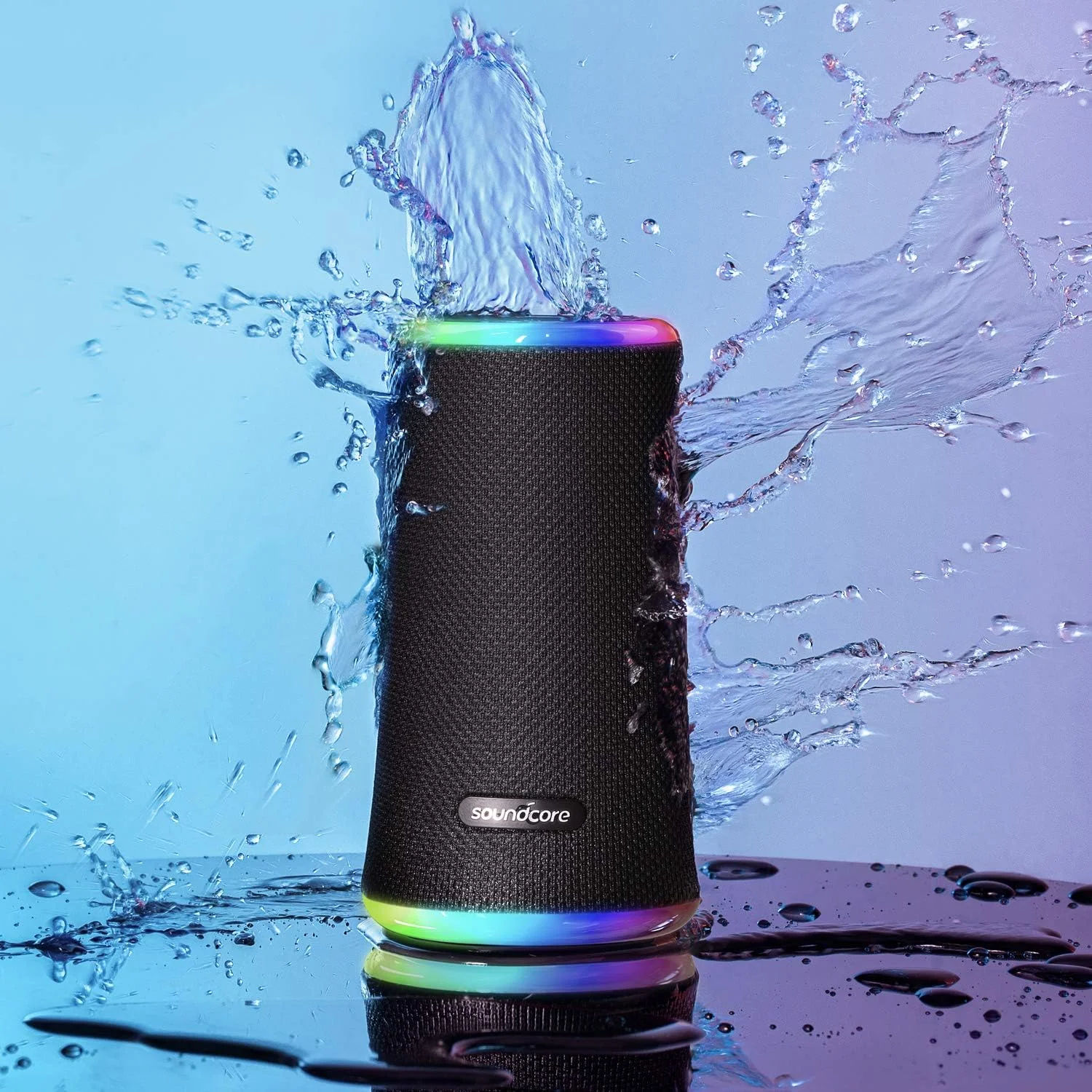 اسپیکر بلوتوثی Soundcore Anker Flare 2، با محافظت ضد آب IPX7 و صدای 360 درجه برای مهمانی های حیاط خلوت و ساحل، اسپیکر بی سیم 20 واتی با PartyCast، تنظیم EQ و 12 ساعت پخش