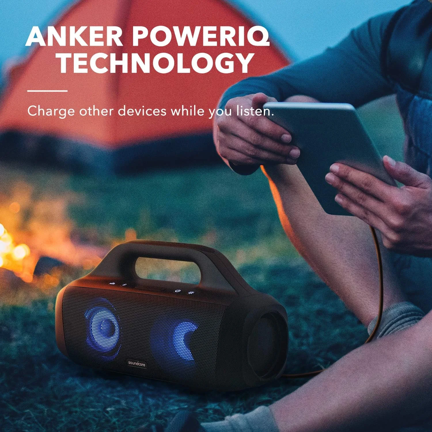 اسپیکر بلوتوثی قابل حمل Soundcore Anker Select Pro، 30 وات، مناسب فضای باز با فناوری BassUp، ضد آب IPX7، 16 ساعت پخش مداوم، دارای اپلیکیشن، چراغ های LED، دسته داخلی، مناسب فضای باز و کمپینگ اسپیکر بلوتوثی قابل حمل Soundcore Anker Select Pro، 30 وات، مناسب فضای باز با فناوری BassUp، ضد آب IPX7، 16 ساعت پخش مداوم، دارای اپلیکیشن، چراغ های LED، دسته داخلی، مناسب فضای باز و کمپینگ