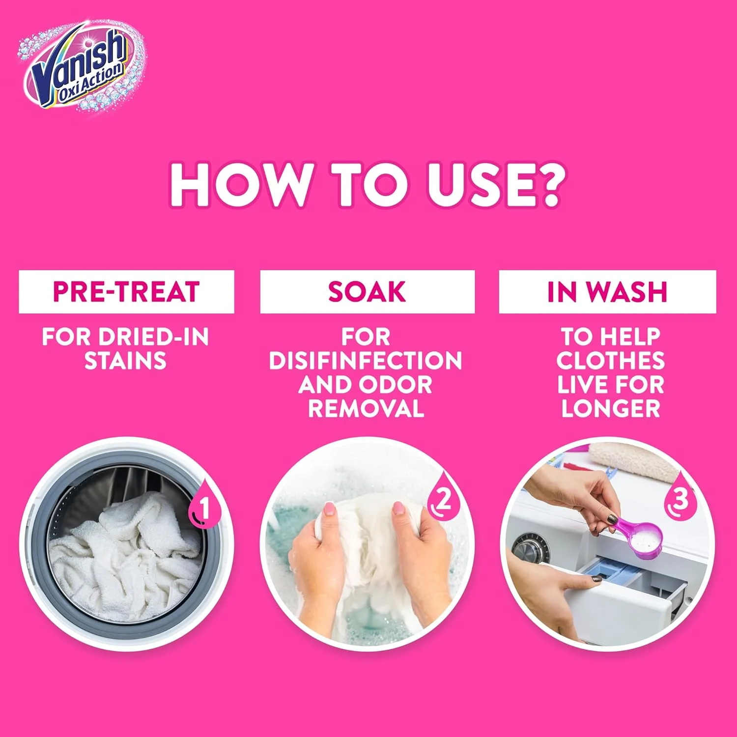 پودر لکه بر لباس ونیش Oxi Action، مخصوص لباس های سفید، 900 گرم + 450 گرم پودر لکه بر لباس ونیش Oxi Action، مخصوص لباس های سفید، 900 گرم + 450 گرم