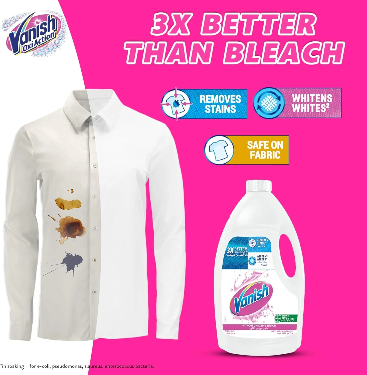 مایع لکه بر لباس ونیش 1 لیتری برای لباس های رنگی و سفید + 1 لیتر رایگان برای لباس های سفید مایع لکه بر لباس ونیش 1 لیتری برای لباس های رنگی و سفید + 1 لیتر رایگان برای لباس های سفید