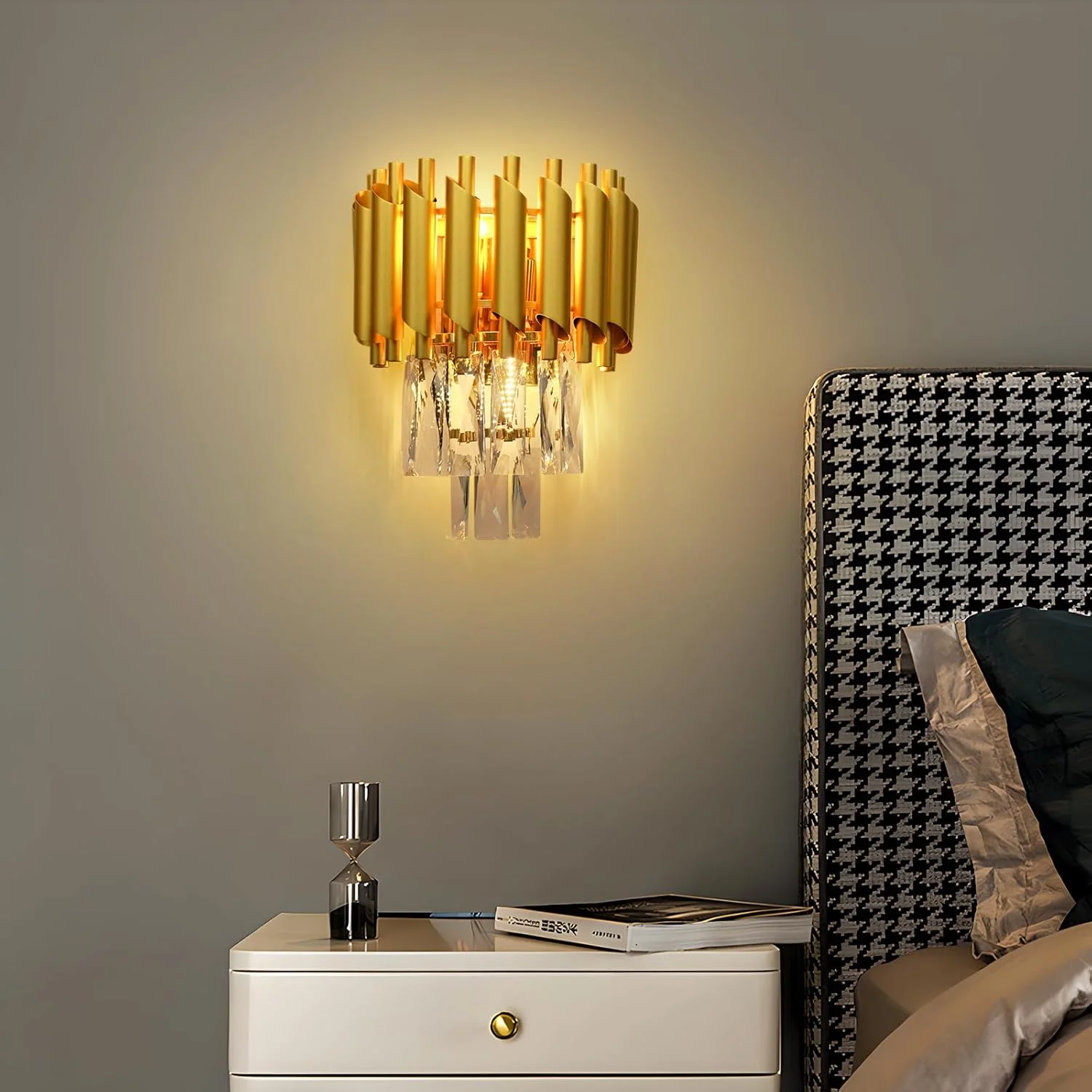 چراغ دیواری کریستالی YT YATAI LIGHTING، چراغ دیواری مدرن طلایی، لوستر دیواری کریستالی خلاقانه و لوکس برای اتاق نشیمن کنار تخت راهرو راه پله، 2 وات چراغ دیواری کریستالی YT YATAI LIGHTING، چراغ دیواری مدرن طلایی، لوستر دیواری کریستالی خلاقانه و لوکس برای اتاق نشیمن کنار تخت راهرو راه پله، 2 وات
