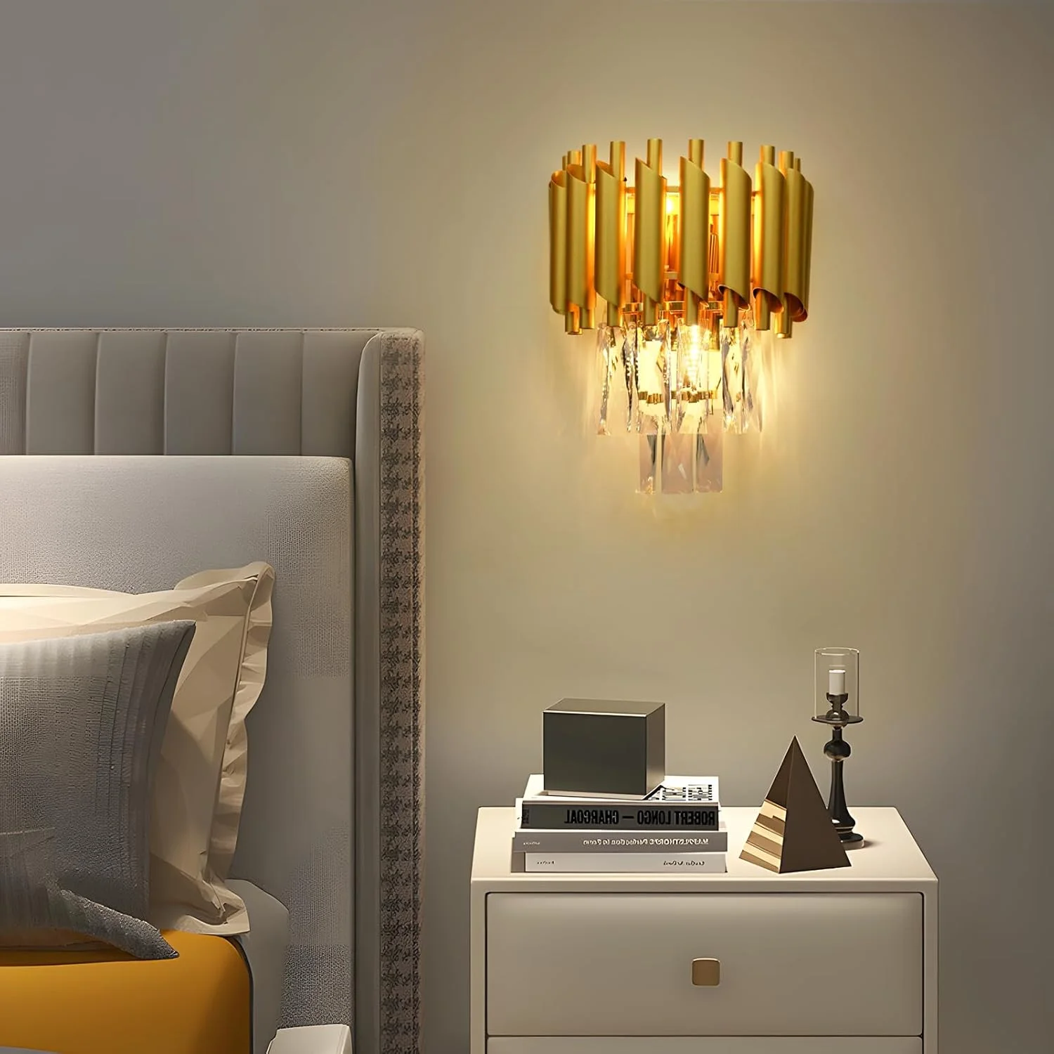 چراغ دیواری کریستالی YT YATAI LIGHTING، چراغ دیواری مدرن طلایی، لوستر دیواری کریستالی خلاقانه و لوکس برای اتاق نشیمن کنار تخت راهرو راه پله، 2 وات چراغ دیواری کریستالی YT YATAI LIGHTING، چراغ دیواری مدرن طلایی، لوستر دیواری کریستالی خلاقانه و لوکس برای اتاق نشیمن کنار تخت راهرو راه پله، 2 وات