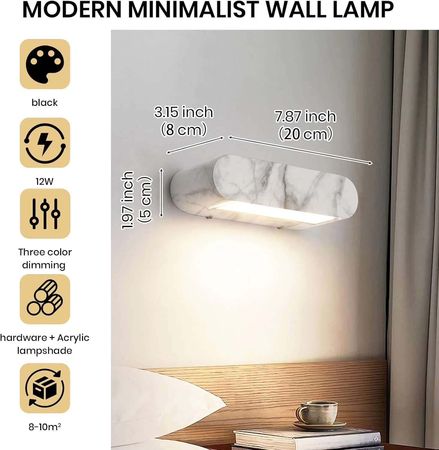 چراغ دیواری ال ای دی مینیمالیستی مدرن YATAI، 12 وات، سیاه و سفید، 4000K سفید خنثی، چراغ دیواری اکریلیک و فلزی با کنترل سوئیچ برای اتاق خواب، اتاق غذاخوری، راهرو چراغ دیواری ال ای دی مینیمالیستی مدرن YATAI، 12 وات، سیاه و سفید، 4000K سفید خنثی، چراغ دیواری اکریلیک و فلزی با کنترل سوئیچ برای اتاق خواب، اتاق غذاخوری، راهرو