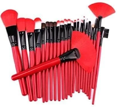 ست برس آرایشی 24 عددی ایر بیوتی، مناسب استفاده حرفه ای و شخصی، رنگ قرمز (بسته 24 عددی)