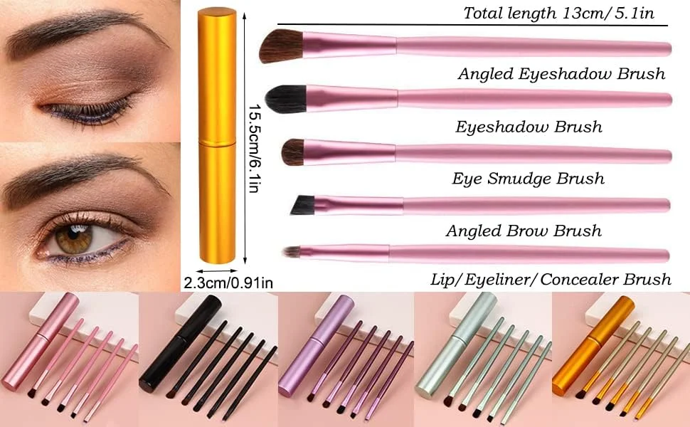 ست برس آرایشی چشم مسافرتی کوچک AKOAK، 5 عددی، قابل حمل، شامل برس سایه چشم، خط چشم، ابرو و لب، ابزار آرایشی (سبز) ست برس آرایشی چشم مسافرتی کوچک AKOAK، 5 عددی، قابل حمل، شامل برس سایه چشم، خط چشم، ابرو و لب، ابزار آرایشی (سبز)