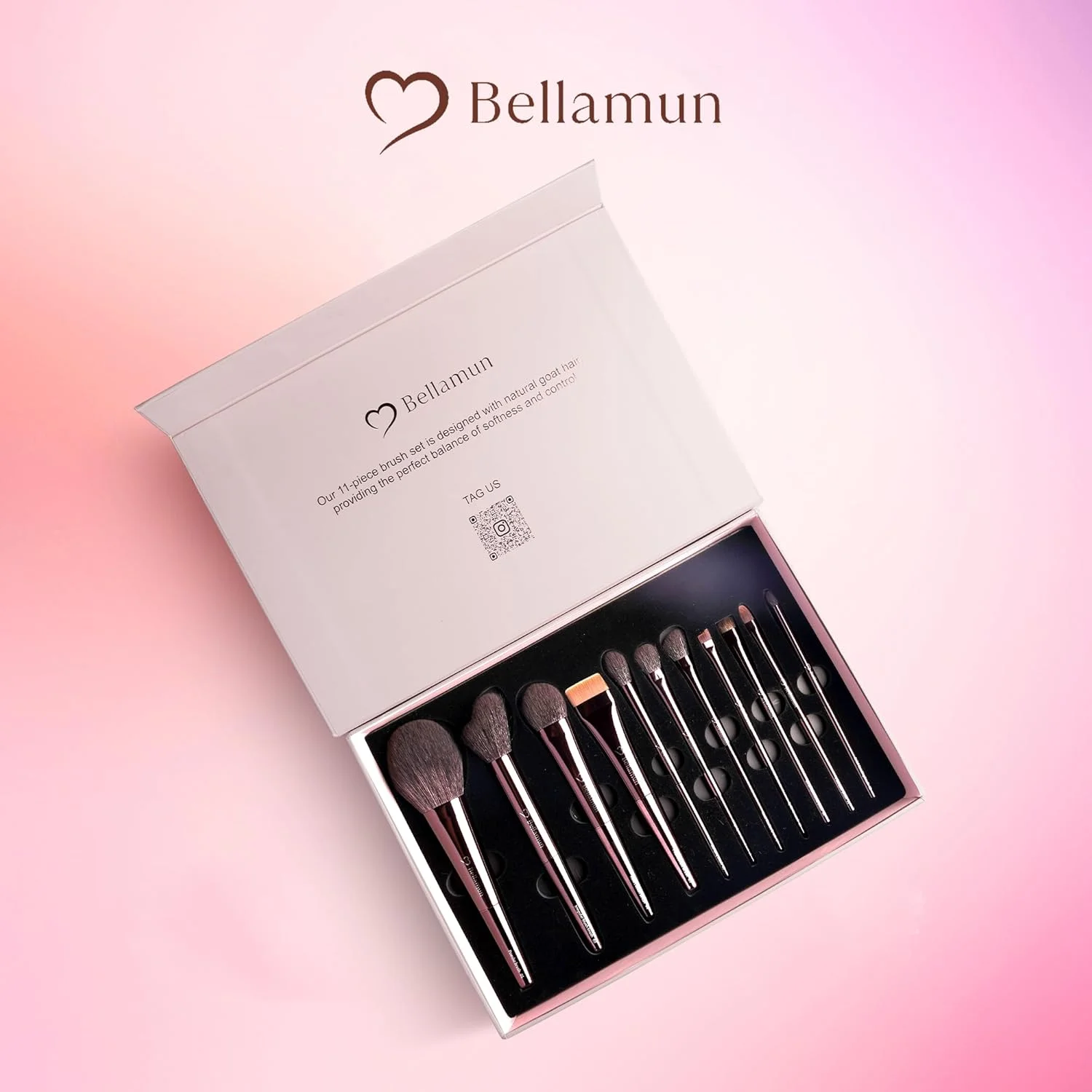 ست برس آرایشی 11 تکه حرفه ای Bellamun - برس های ممتاز صورت و چشم برای کرم پودر، کانتورینگ و ترکیب - برس های موی بز نرم برای صورت و چشم ست برس آرایشی 11 تکه حرفه ای Bellamun - برس های ممتاز صورت و چشم برای کرم پودر، کانتورینگ و ترکیب - برس های موی بز نرم برای صورت و چشم