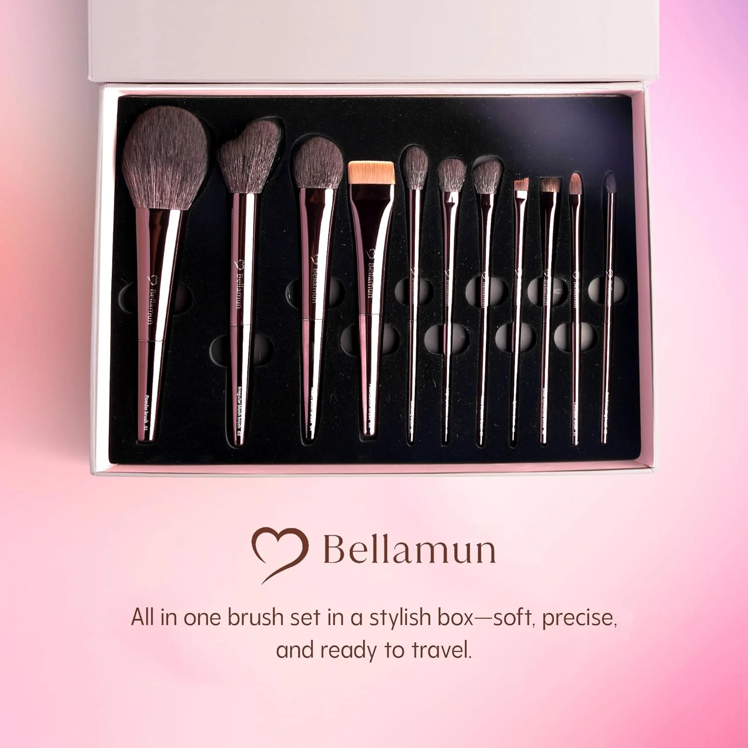 ست برس آرایشی 11 تکه حرفه ای Bellamun - برس های ممتاز صورت و چشم برای کرم پودر، کانتورینگ و ترکیب - برس های موی بز نرم برای صورت و چشم ست برس آرایشی 11 تکه حرفه ای Bellamun - برس های ممتاز صورت و چشم برای کرم پودر، کانتورینگ و ترکیب - برس های موی بز نرم برای صورت و چشم