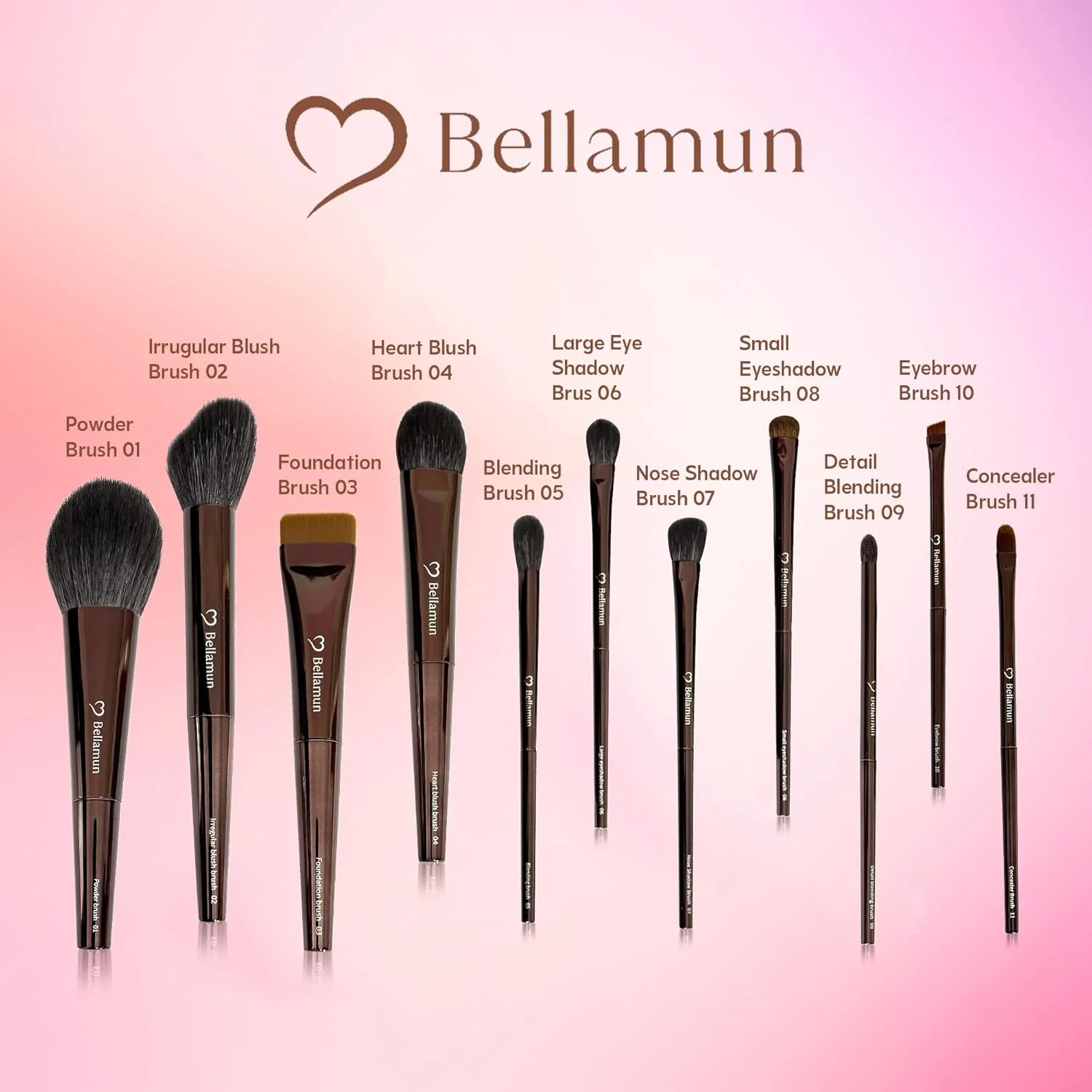 ست برس آرایشی 11 تکه حرفه ای Bellamun - برس های ممتاز صورت و چشم برای کرم پودر، کانتورینگ و ترکیب - برس های موی بز نرم برای صورت و چشم ست برس آرایشی 11 تکه حرفه ای Bellamun - برس های ممتاز صورت و چشم برای کرم پودر، کانتورینگ و ترکیب - برس های موی بز نرم برای صورت و چشم