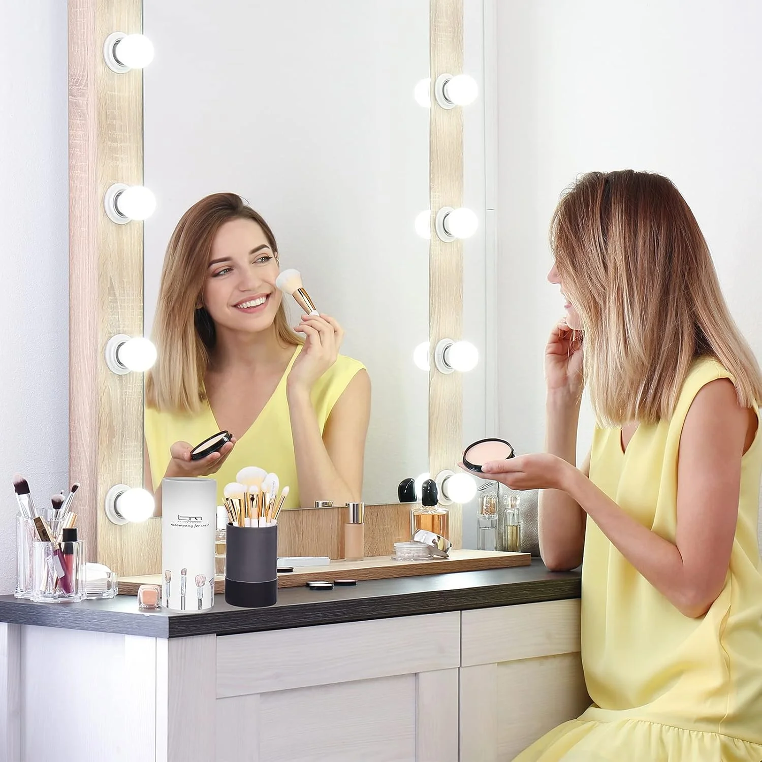 ست برس آرایشی براش مستر 10 عددی حرفه ای کابوکی، کرم پودر، سایه چشم، رژگونه، ترکیب، لب، کیت کامل لوازم آرایشی صورت به همراه ست برس آرایشی با نگهدارنده