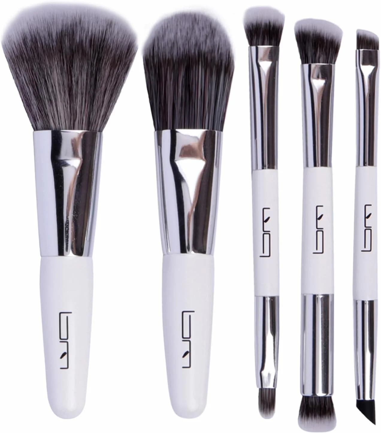 ست برس آرایشی مسافرتی براش مستر با کیف، مجموعه 5 عددی برس های مینی آرایشی دو طرفه قابل حمل برای کرم پودر، سایه چشم، لب، رژگونه، برس های آرایشی حرفه ای (سفید) ست برس آرایشی مسافرتی براش مستر با کیف، مجموعه 5 عددی برس های مینی آرایشی دو طرفه قابل حمل برای کرم پودر، سایه چشم، لب، رژگونه، برس های آرایشی حرفه ای (سفید)