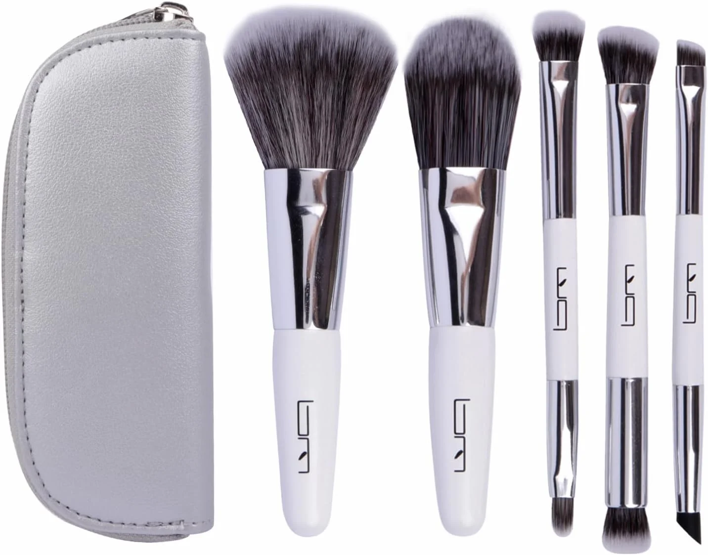 ست برس آرایشی مسافرتی براش مستر با کیف، مجموعه 5 عددی برس های مینی آرایشی دو طرفه قابل حمل برای کرم پودر، سایه چشم، لب، رژگونه، برس های آرایشی حرفه ای (سفید) ست برس آرایشی مسافرتی براش مستر با کیف، مجموعه 5 عددی برس های مینی آرایشی دو طرفه قابل حمل برای کرم پودر، سایه چشم، لب، رژگونه، برس های آرایشی حرفه ای (سفید)
