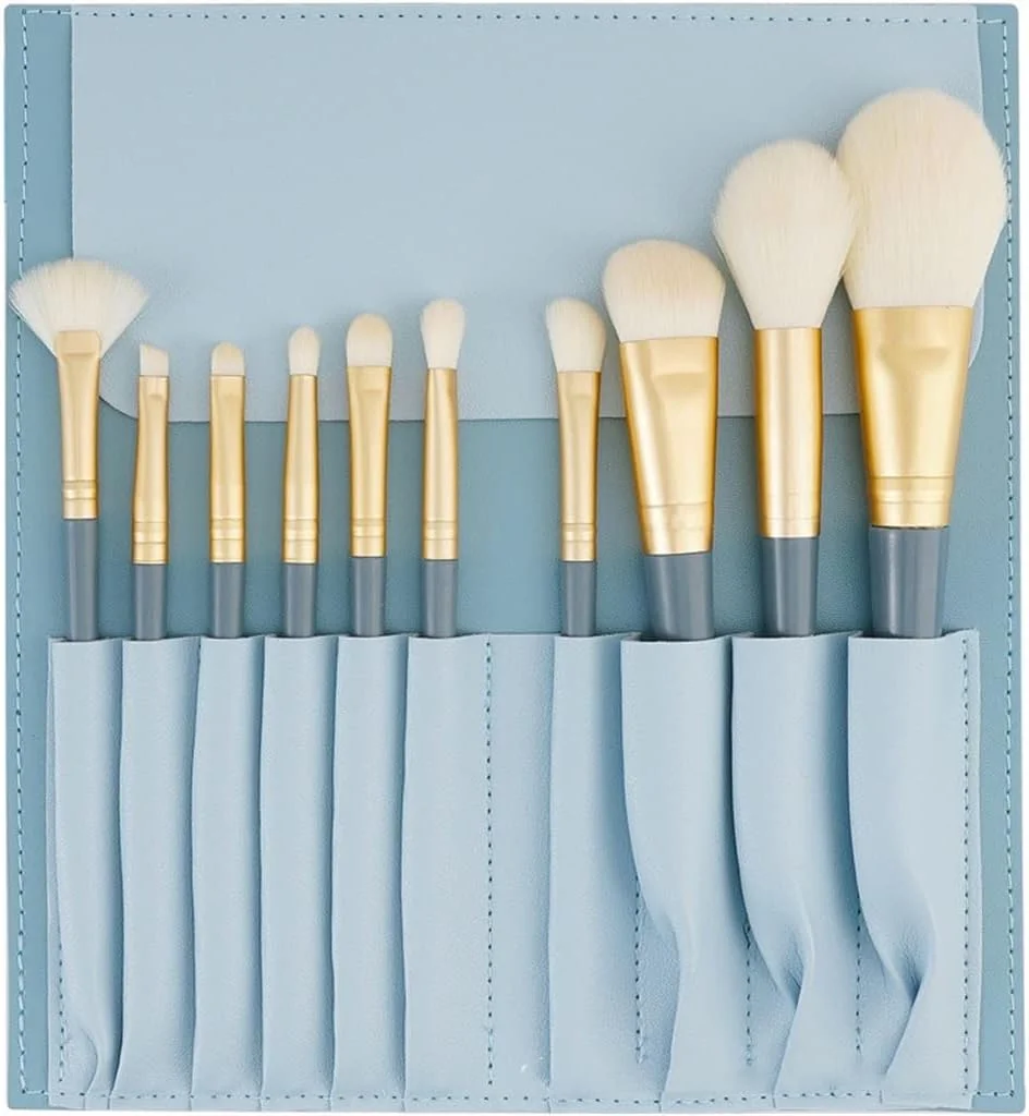 ست 10 عددی برس آرایشی نرم و کرکی برای کرم پودر، رژگونه، پودر و سایه چشم