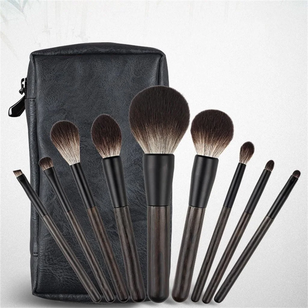 ست برس آرایشی دسته چوبی 9 تکه، شامل برس رژگونه، برس سایه چشم، ابزار آرایشی مبتدی ست برس آرایشی دسته چوبی 9 تکه، شامل برس رژگونه، برس سایه چشم، ابزار آرایشی مبتدی