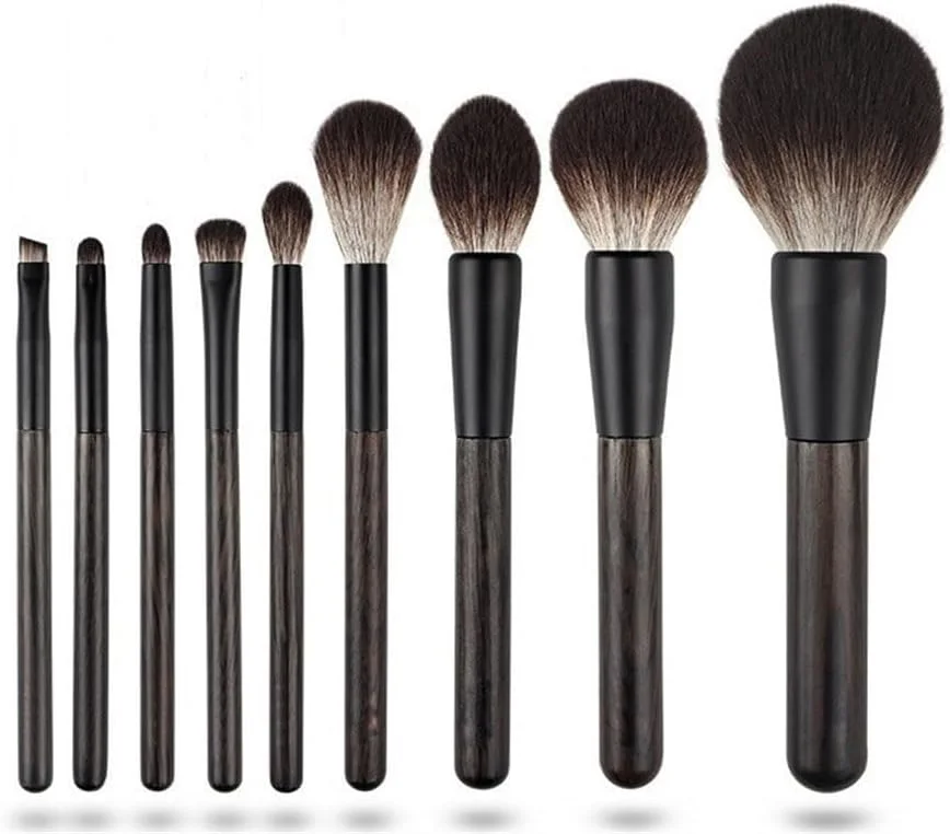 ست برس آرایشی دسته چوبی 9 تکه، شامل برس رژگونه، برس سایه چشم، ابزار آرایشی مبتدی ست برس آرایشی دسته چوبی 9 تکه، شامل برس رژگونه، برس سایه چشم، ابزار آرایشی مبتدی