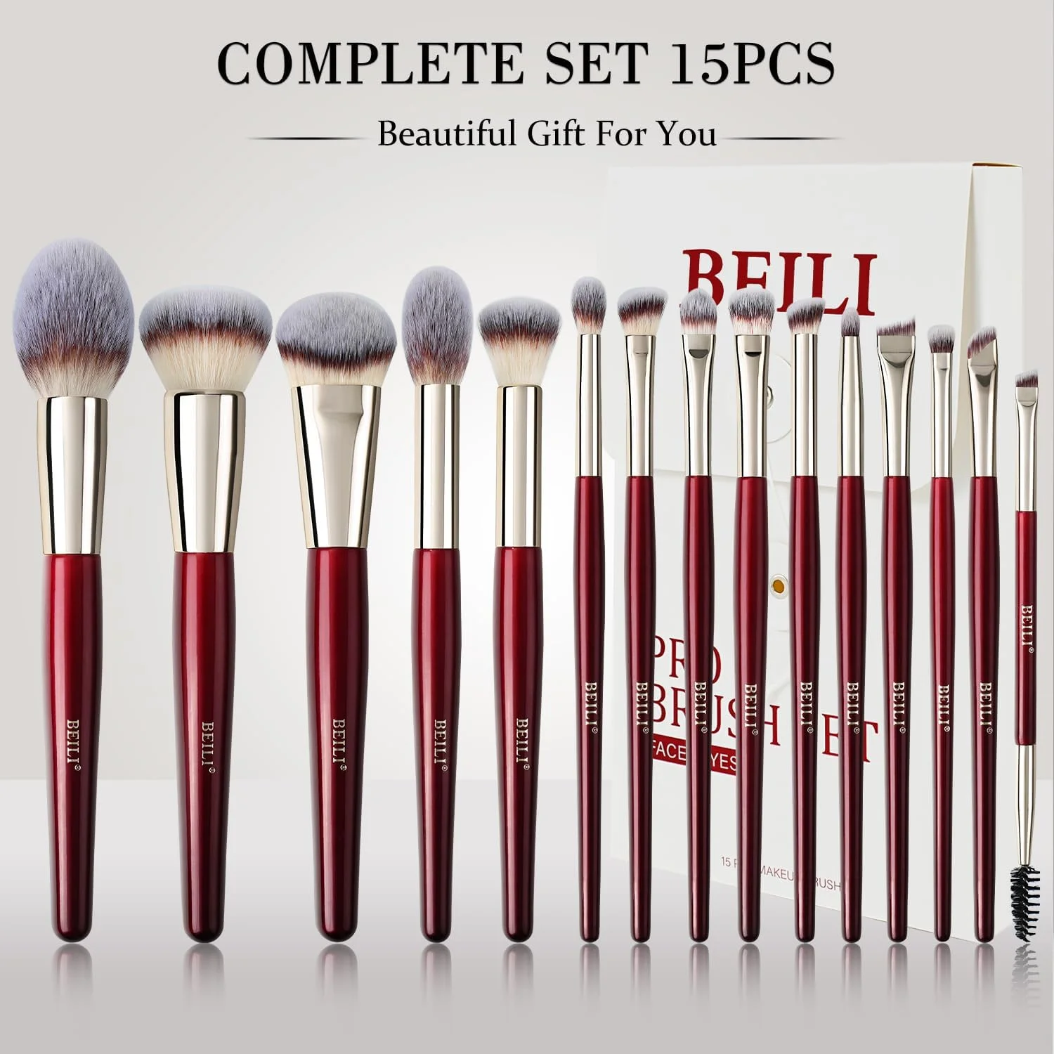 ست برس آرایشی بیلی 15 تکه، برس های آرایشی ممتاز وگان شامل برس کرم پودر، کانسیلر، رژگونه، سایه چشم، خط چشم، پودر، هایلایتر و ست برس صورت برای ترکیب ست برس آرایشی بیلی 15 تکه، برس های آرایشی ممتاز وگان شامل برس کرم پودر، کانسیلر، رژگونه، سایه چشم، خط چشم، پودر، هایلایتر و ست برس صورت برای ترکیب