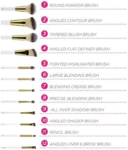ست براش آرایشی 12 تکه BH STUDIO PRO، مدل Studded Elegance (سفید) ست براش آرایشی 12 تکه BH STUDIO PRO، مدل Studded Elegance (سفید)
