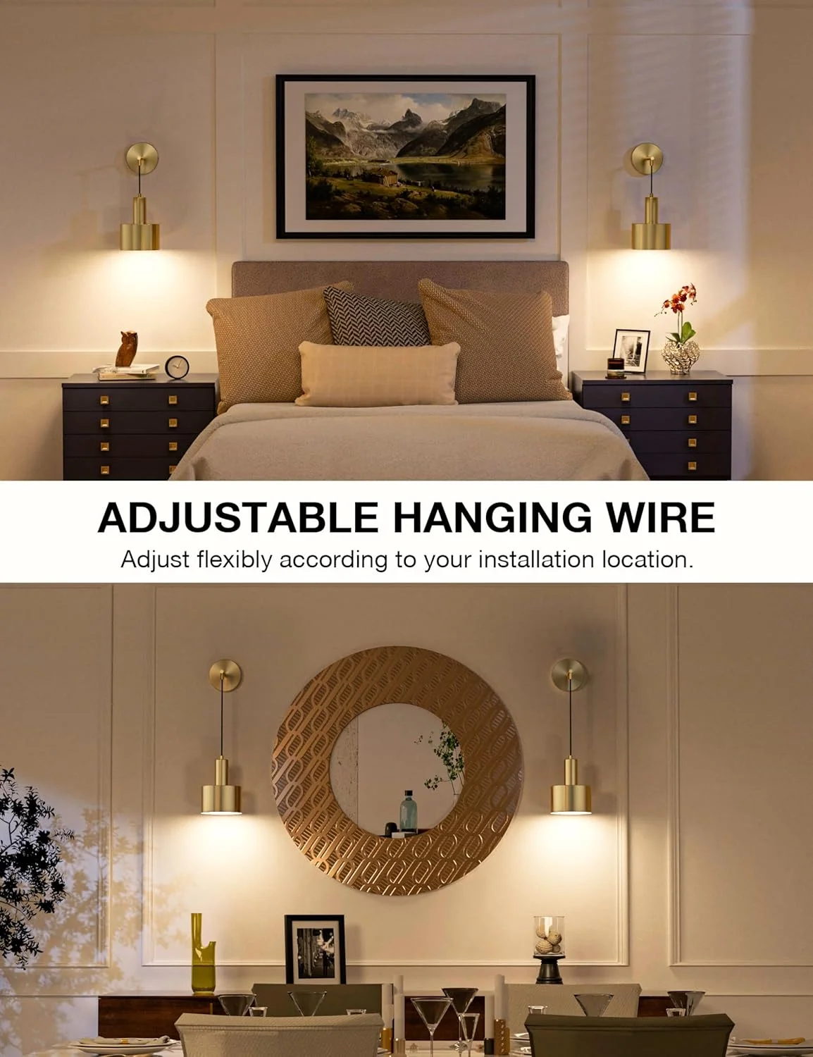 ست 2 عددی شمعدان دیواری باتری خور NIORSUN، چراغ های دیواری بی سیم طلایی قابل شارژ با لامپ های جداشدنی کم نور شونده 5200 میلی آمپر ساعتی و ریموت کنترل، دکور دیوارکوب 9 رنگ برای اتاق خواب، اتاق نشیمن، راهرو ست 2 عددی شمعدان دیواری باتری خور NIORSUN، چراغ های دیواری بی سیم طلایی قابل شارژ با لامپ های جداشدنی کم نور شونده 5200 میلی آمپر ساعتی و ریموت کنترل، دکور دیوارکوب 9 رنگ برای اتاق خواب، اتاق نشیمن، راهرو