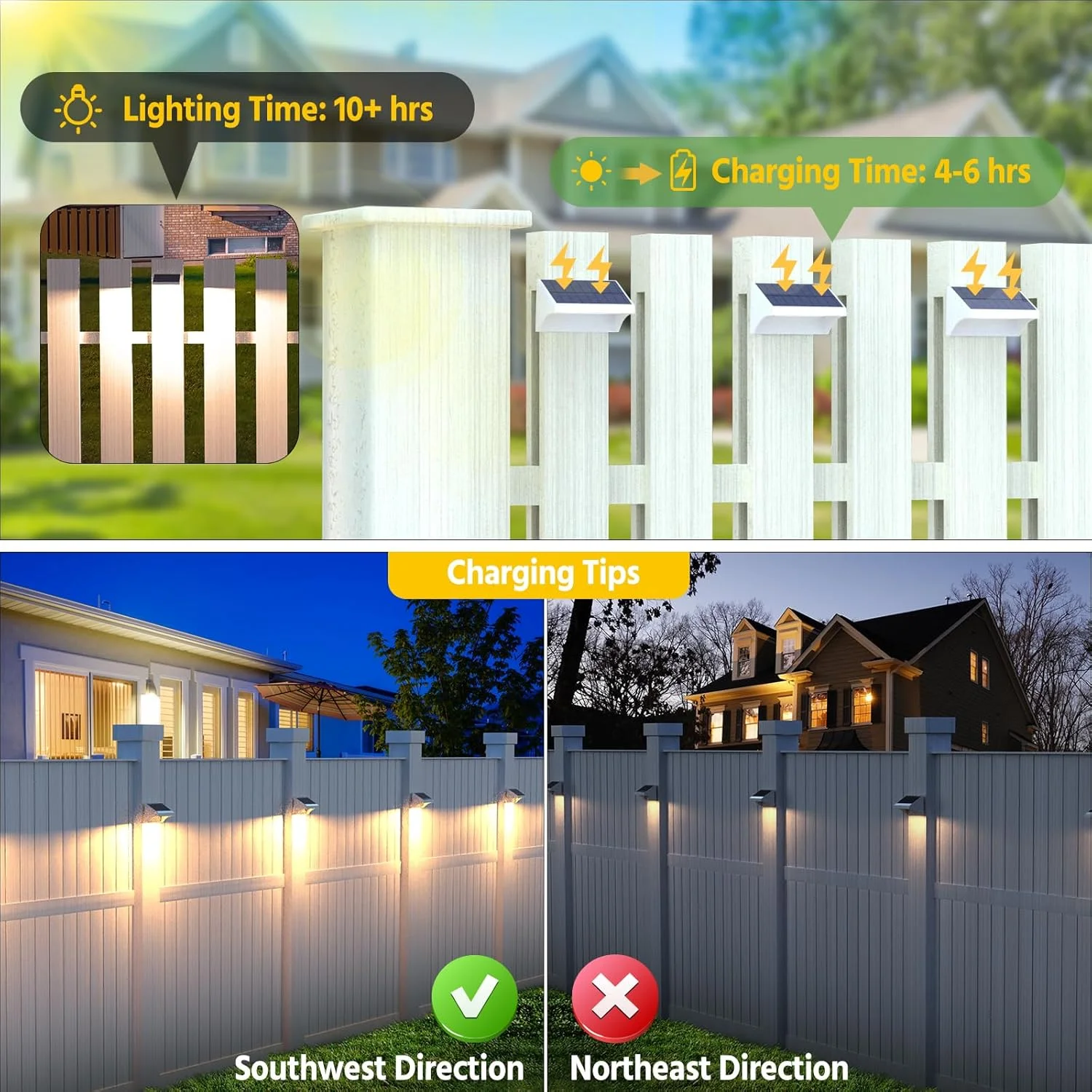 چراغ های خورشیدی حصار NIORSUN با نور گرم سفید/سرد سفید/حالت درخشش رنگ ثابت RGB، بسته 6 عددی چراغ های خورشیدی فضای باز 1500 میلی آمپر ساعتی ضد آب IP65، چراغ دیواری خورشیدی برای حصار، عرشه، پله، حیاط، پاسیو، باغ چراغ های خورشیدی حصار NIORSUN با نور گرم سفید/سرد سفید/حالت درخشش رنگ ثابت RGB، بسته 6 عددی چراغ های خورشیدی فضای باز 1500 میلی آمپر ساعتی ضد آب IP65، چراغ دیواری خورشیدی برای حصار، عرشه، پله، حیاط، پاسیو، باغ